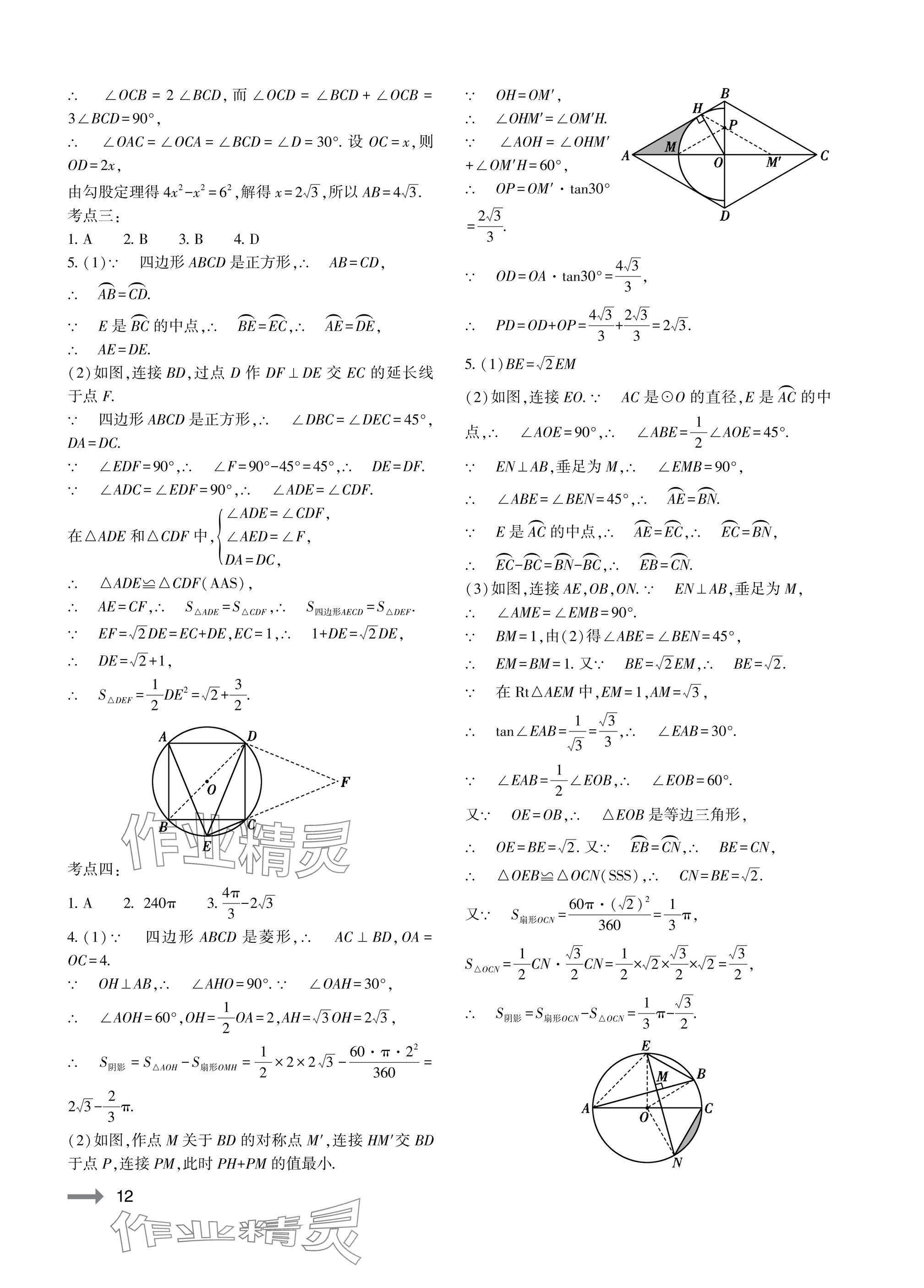 2025年节节高大象出版社九年级数学全一册人教版 参考答案第12页