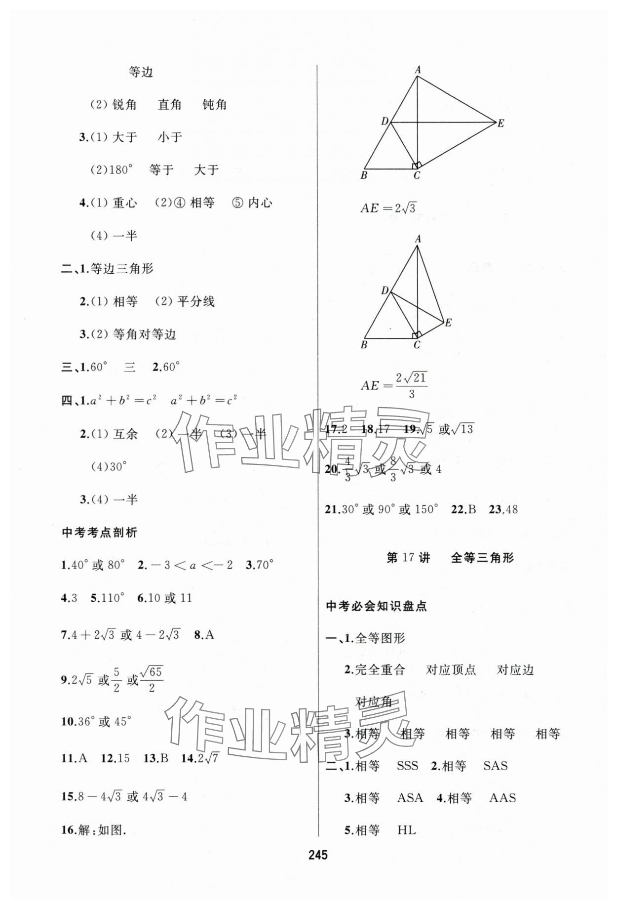 2025年龍江中考一輪復(fù)習(xí)使用數(shù)學(xué)黑龍江專版 參考答案第17頁