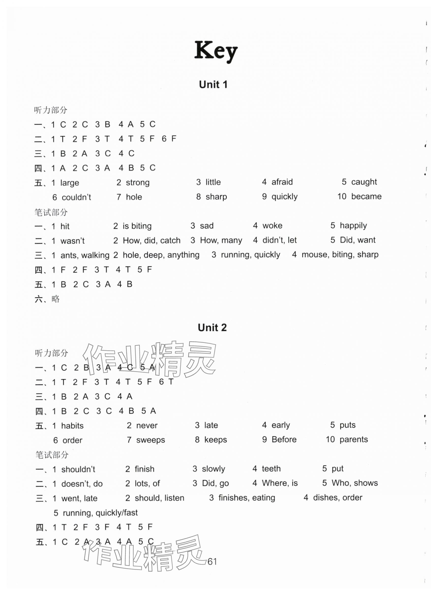 2024年課課練小學(xué)英語活頁卷六年級(jí)下冊譯林版 參考答案第1頁