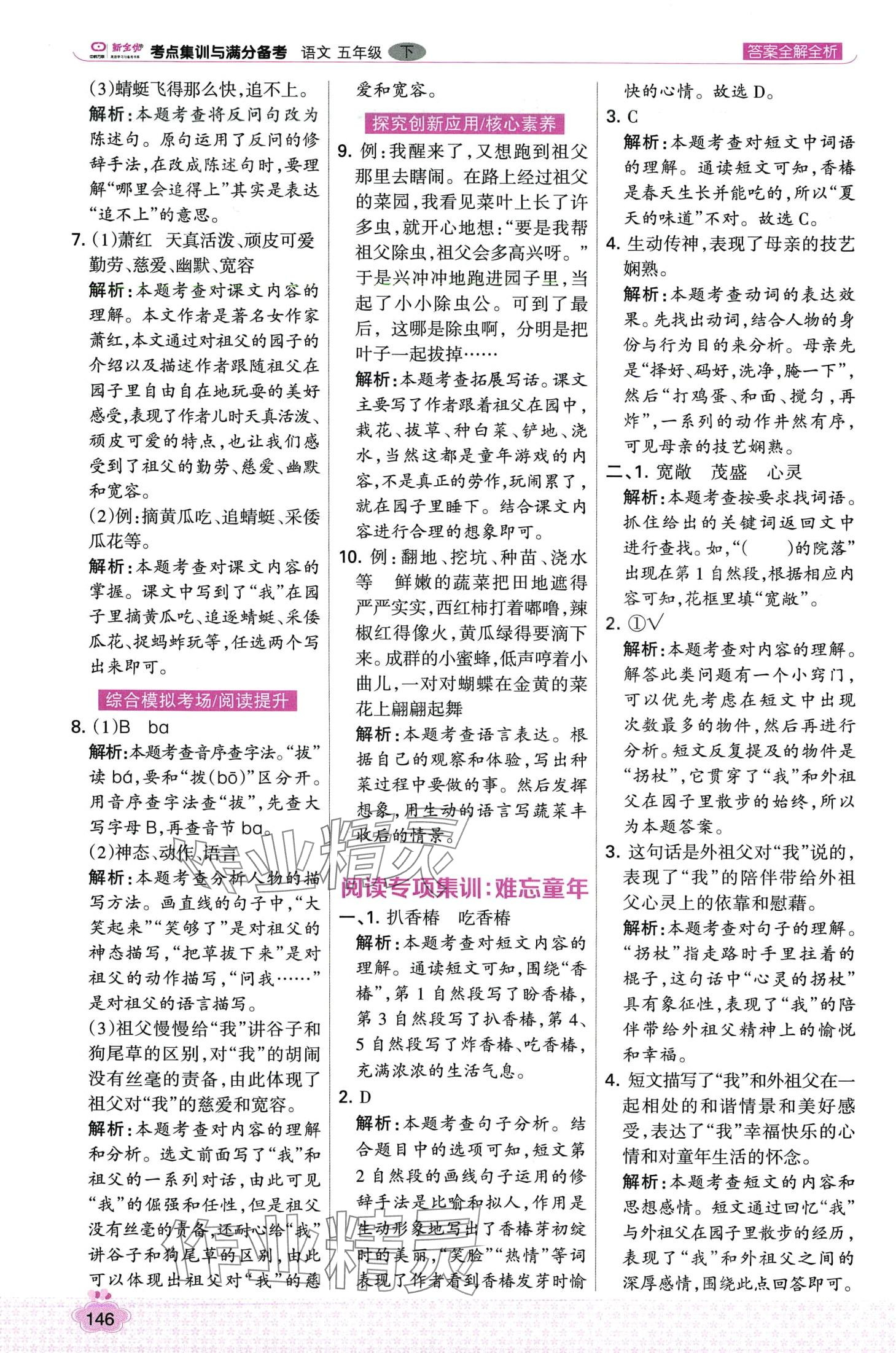 2024年考點集訓與滿分備考五年級語文下冊人教版 第2頁