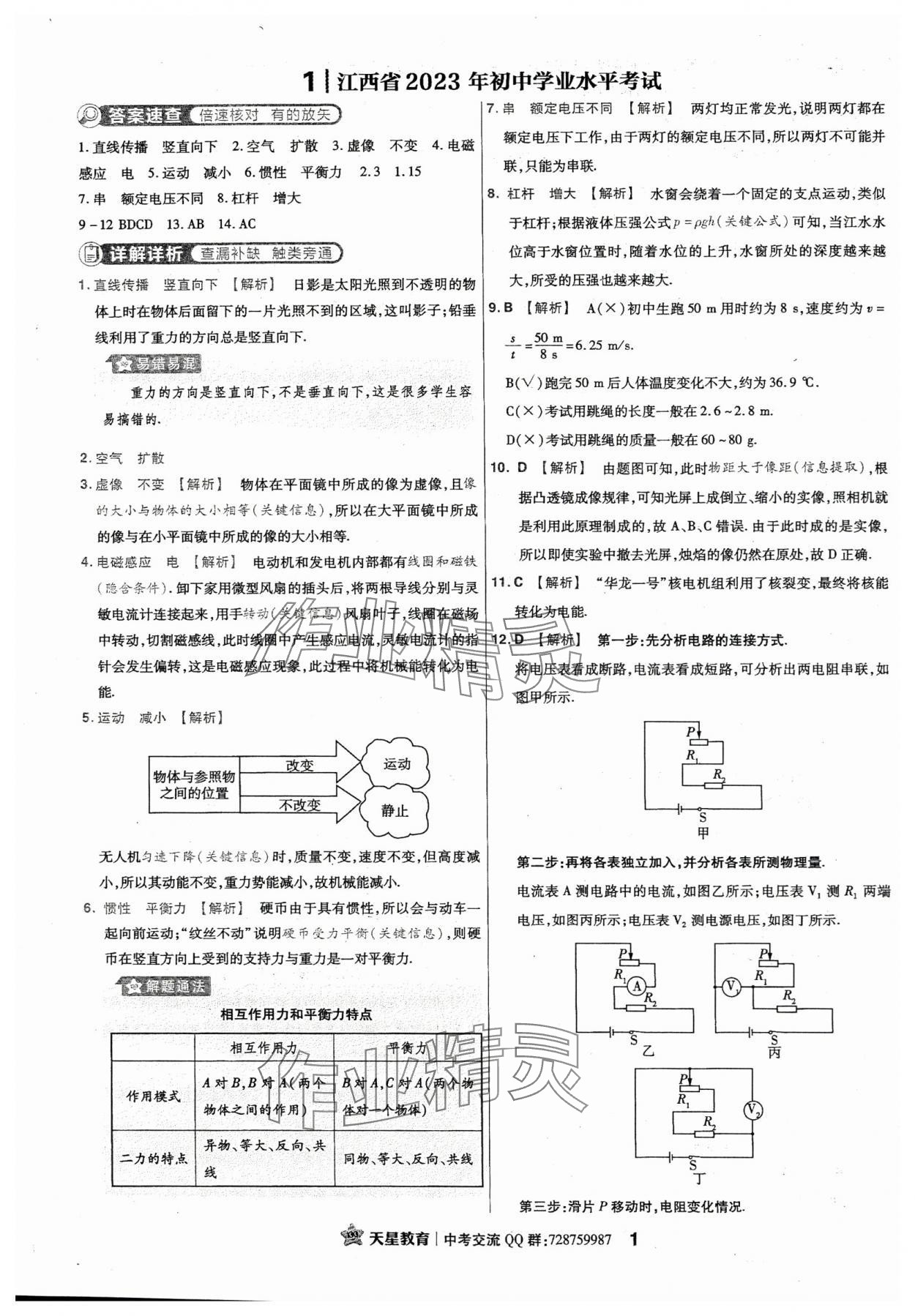 2024年金考卷江西中考45套匯編物理 第1頁