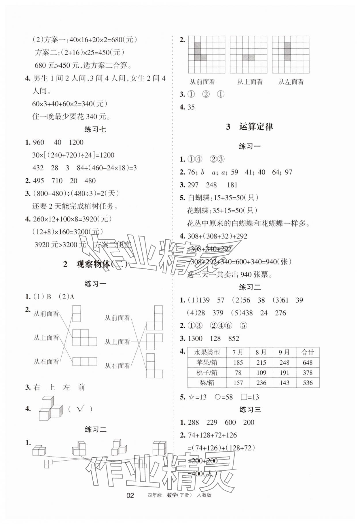 2025年學(xué)習(xí)之友四年級(jí)數(shù)學(xué)下冊(cè)人教版 參考答案第2頁