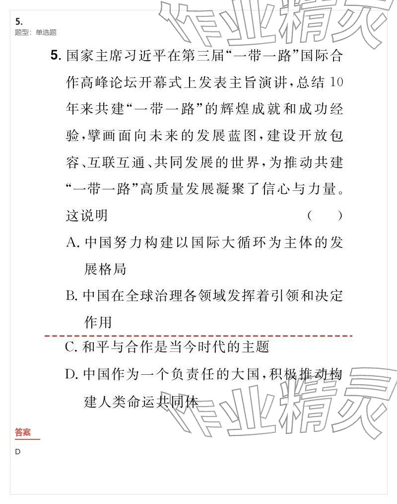 2026年优质课堂导学案九年级道德与法治下册人教版&nbsp;参考答案第25页