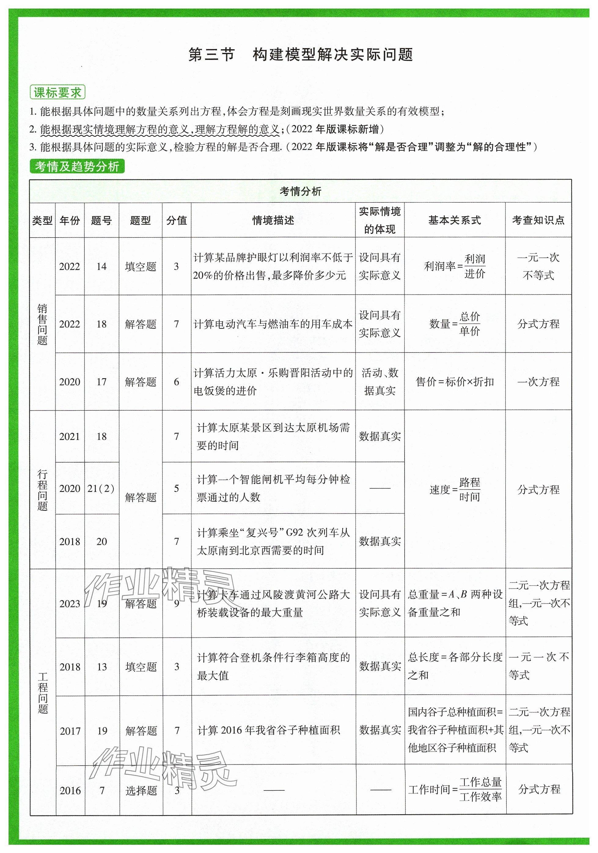 2024年万唯中考试题研究数学山西专版 参考答案第24页