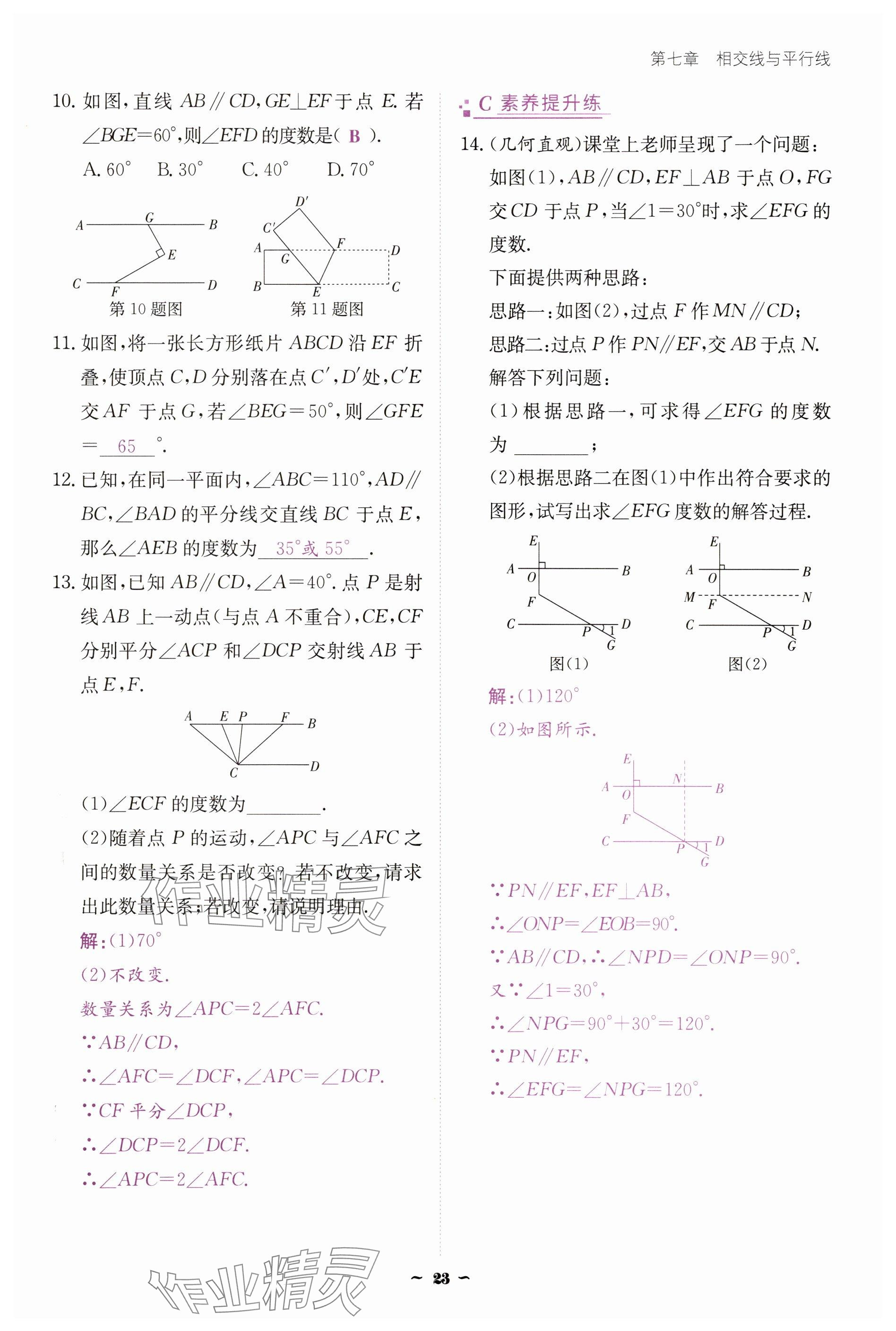 2025年云南省標(biāo)準(zhǔn)教輔優(yōu)佳學(xué)案七年級(jí)數(shù)學(xué)下冊(cè)人教版 參考答案第23頁(yè)