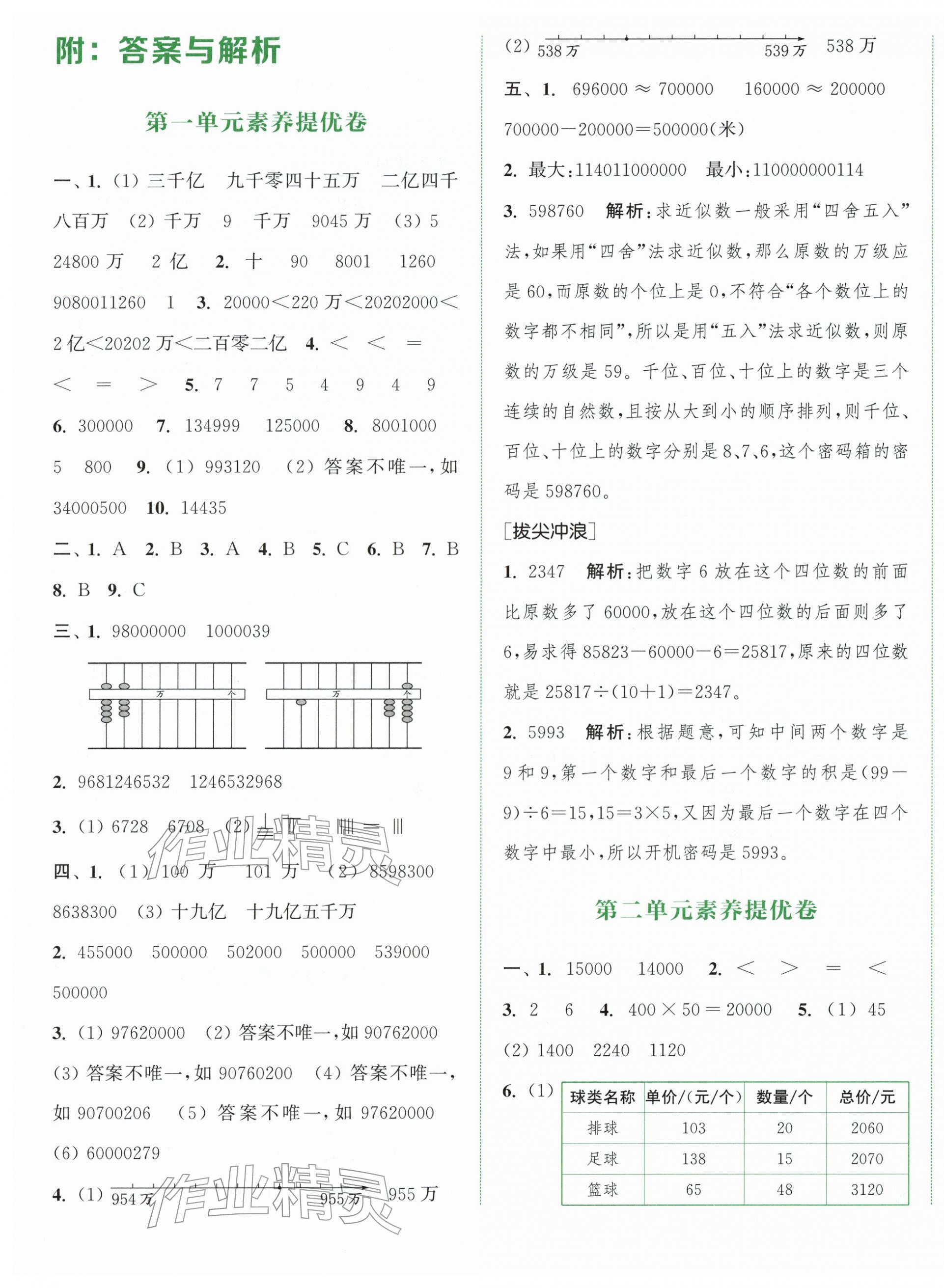 2026年通城学典拔尖大试卷四年级数学下册苏教版&nbsp;第1页