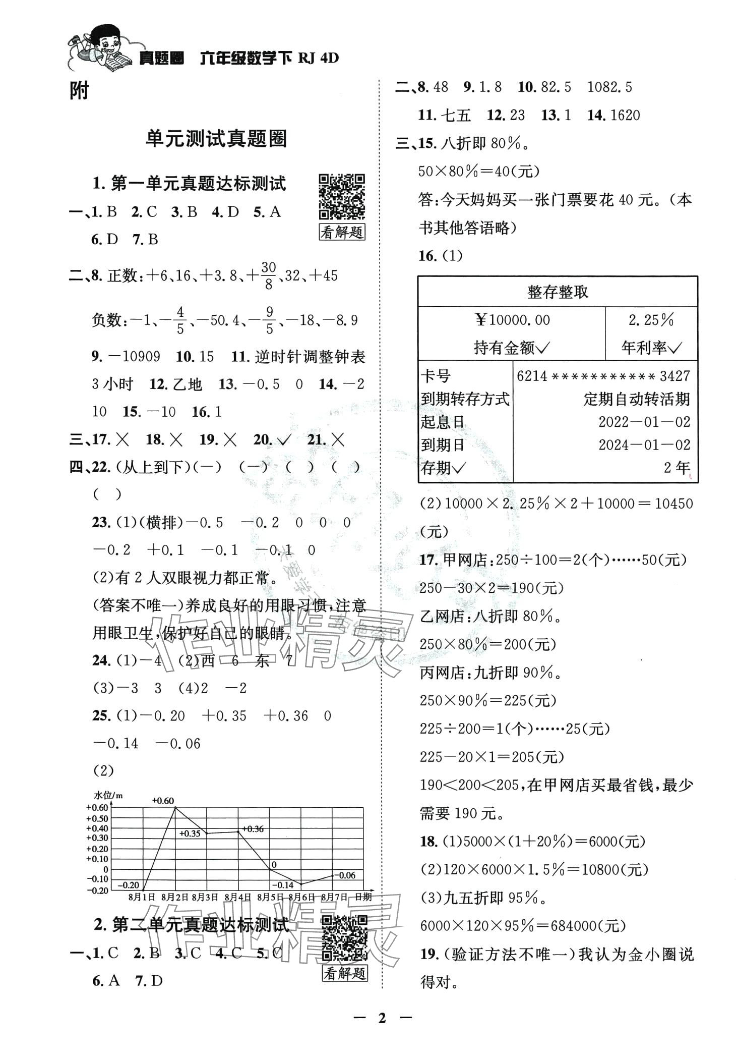 2024年真題圈天津市小學(xué)考試真卷三步練六年級數(shù)學(xué)下冊人教版 第1頁