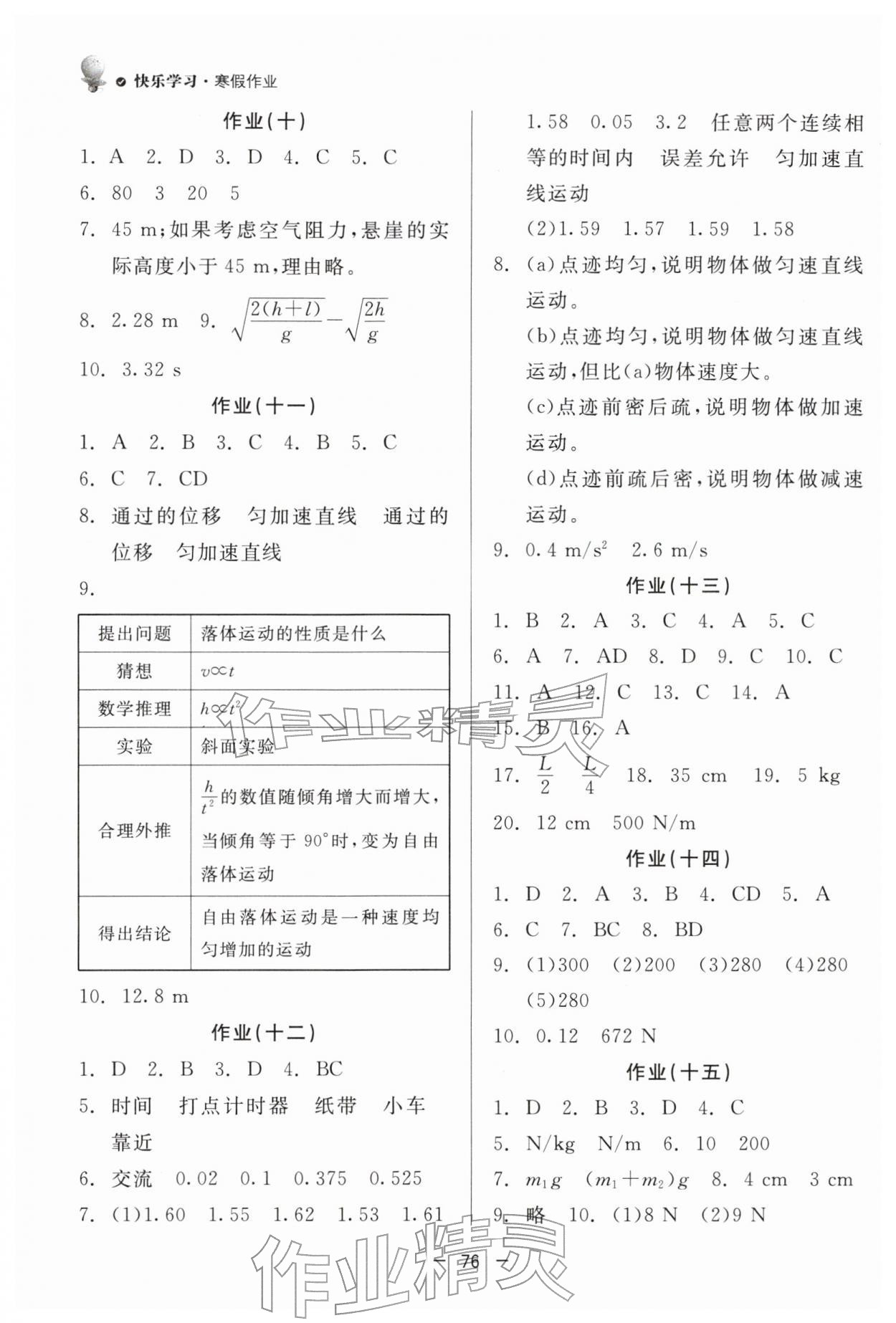 2026年快樂學(xué)習(xí)寒假作業(yè)東方出版社高一物理通用版&nbsp;第2頁