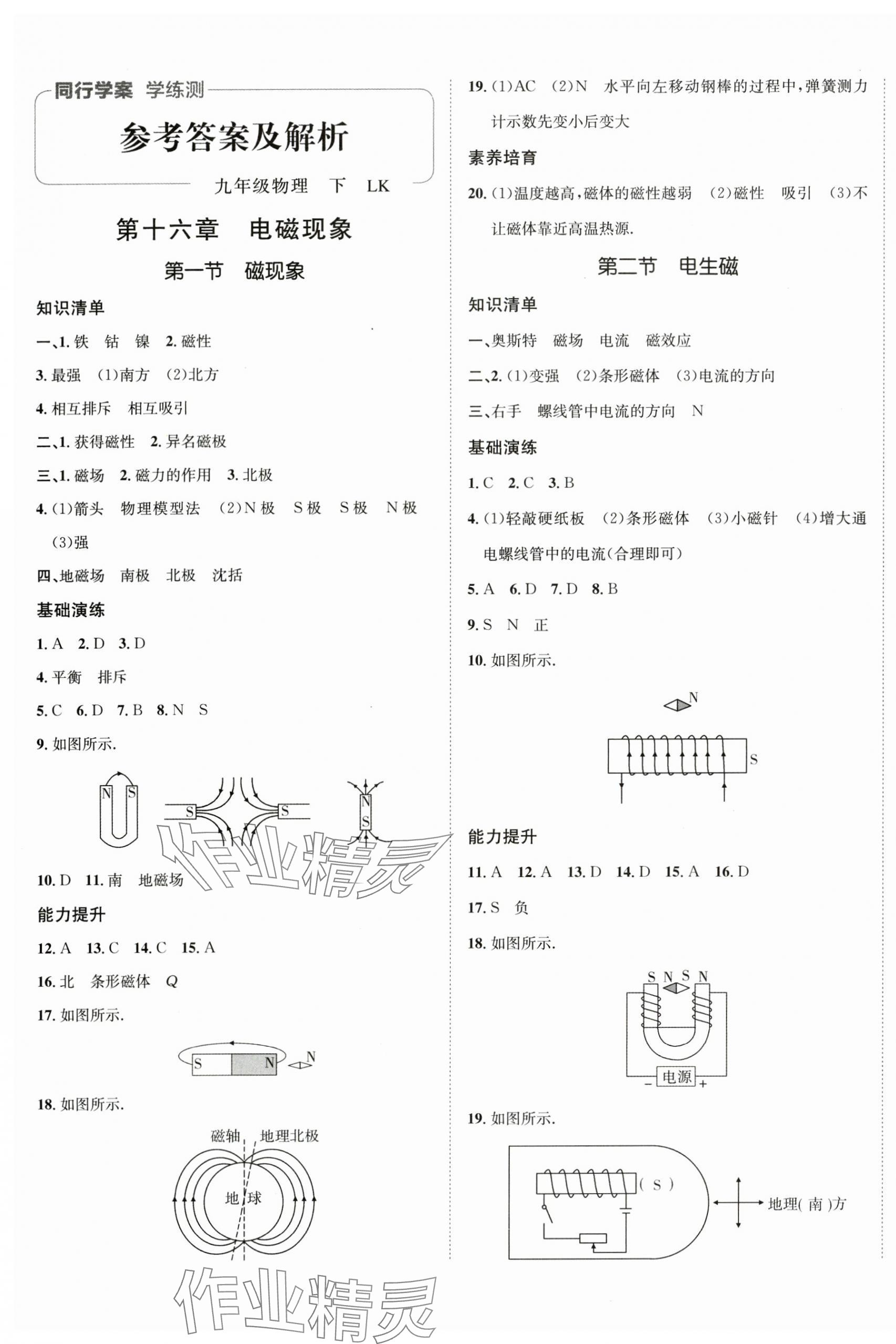 2025年同行學案九年級物理下冊魯科版 參考答案第1頁