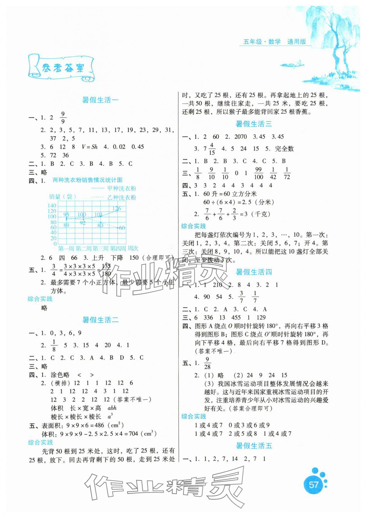 2025年暑假生活五年级数学通用版河北少年儿童出版社 第1页