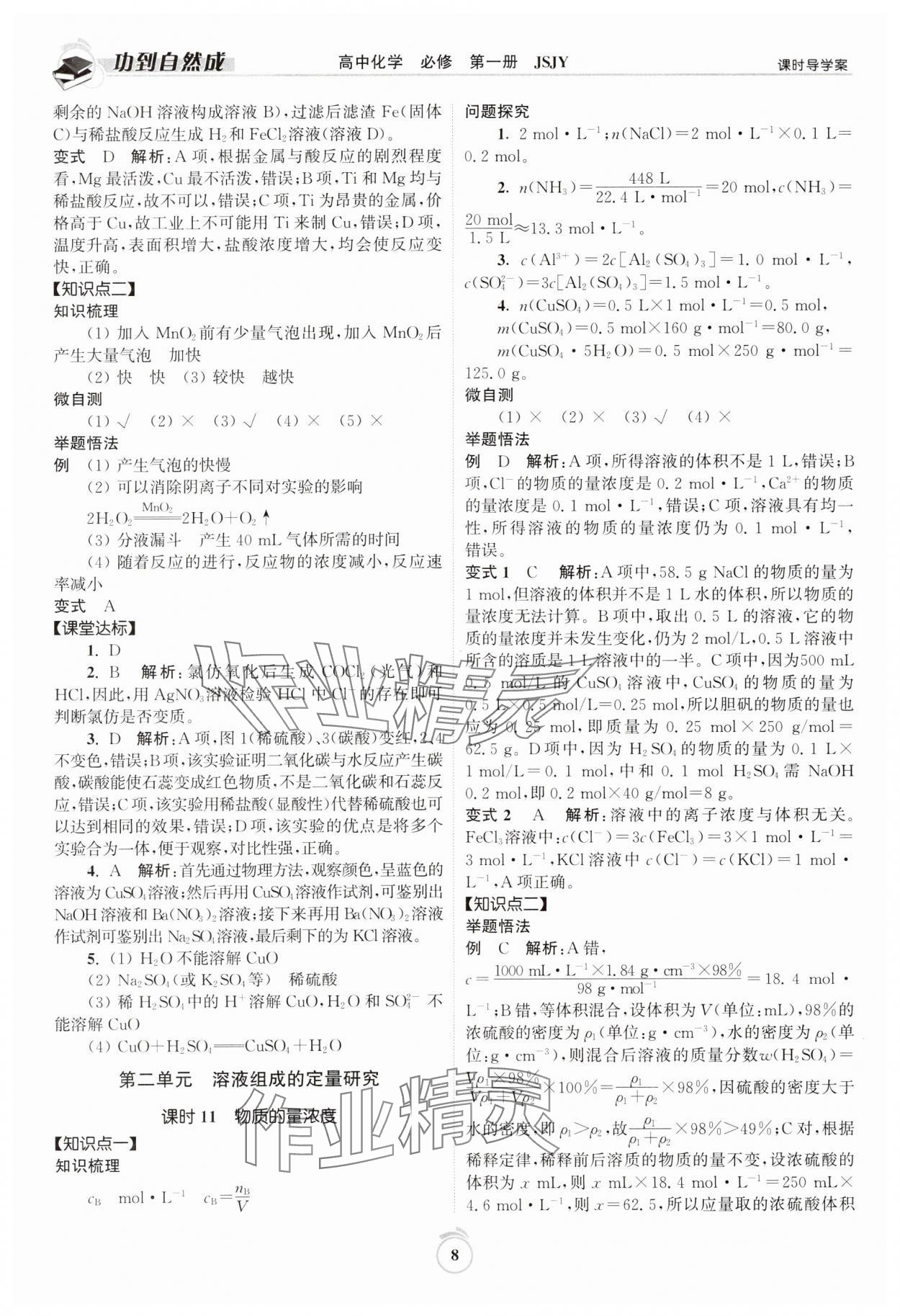 2023年功到自然成高中化學(xué)必修第一冊(cè)蘇教版 第8頁