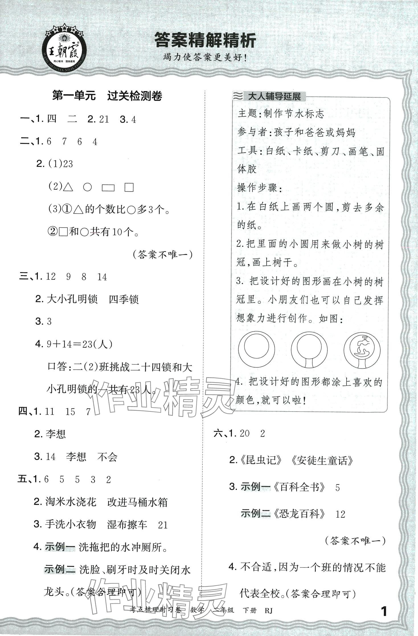 2024年王朝霞考点梳理时习卷二年级数学下册人教版 第1页