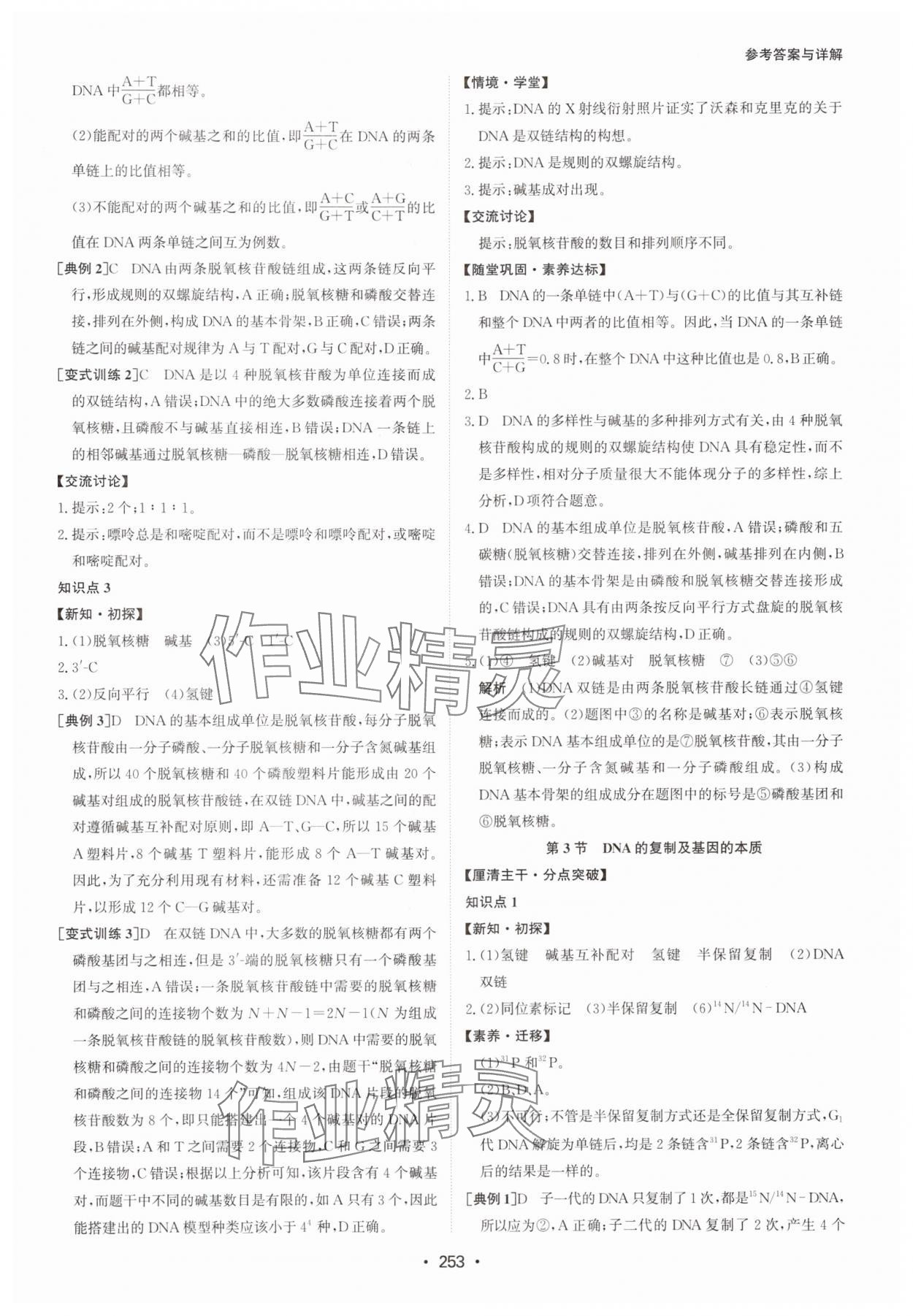 2024年系統集成新課程同步導學練測高中生物必修2 參考答案第11頁