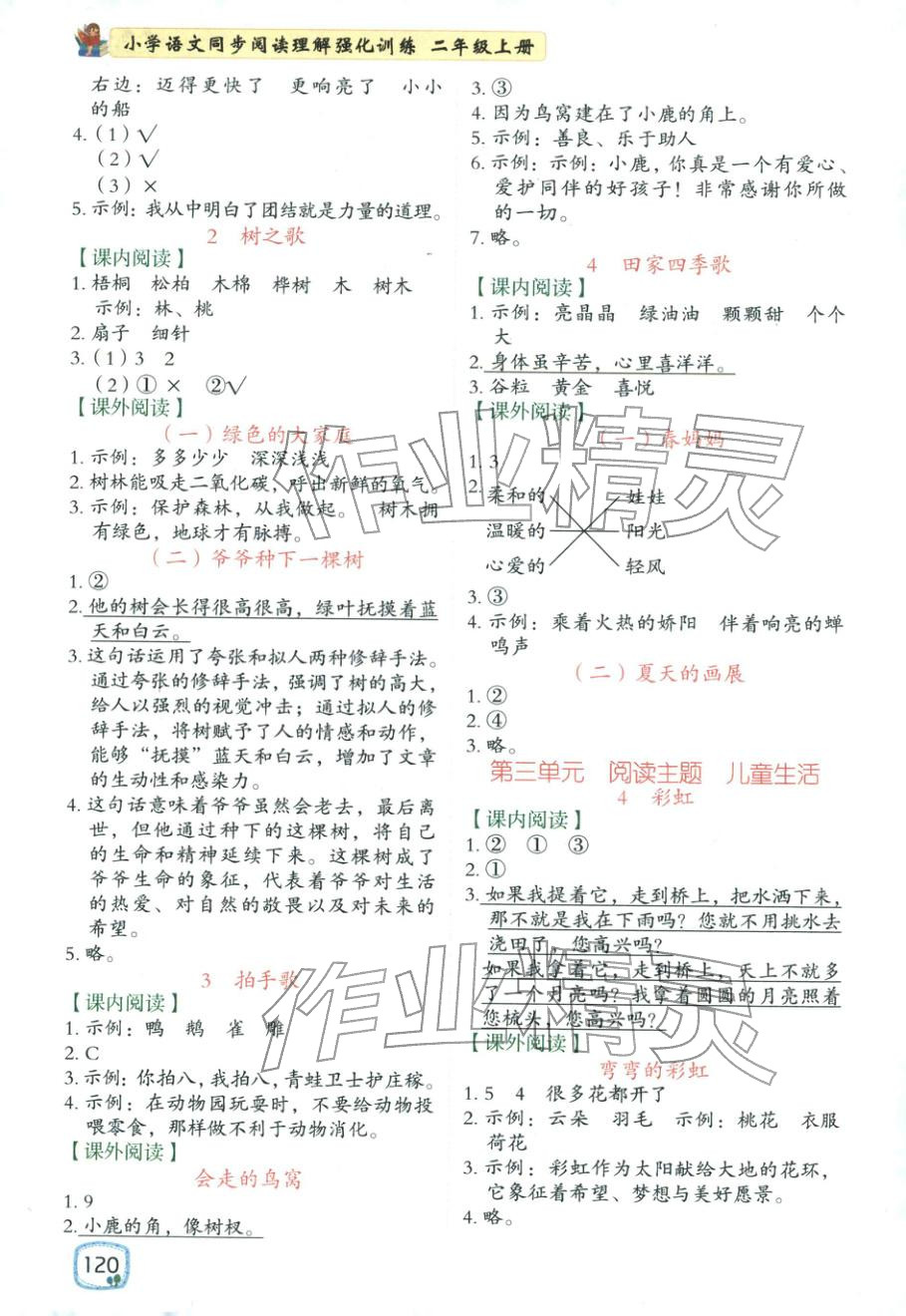 2025年阅读理解强化训练二年级语文上册人教版&nbsp;第2页