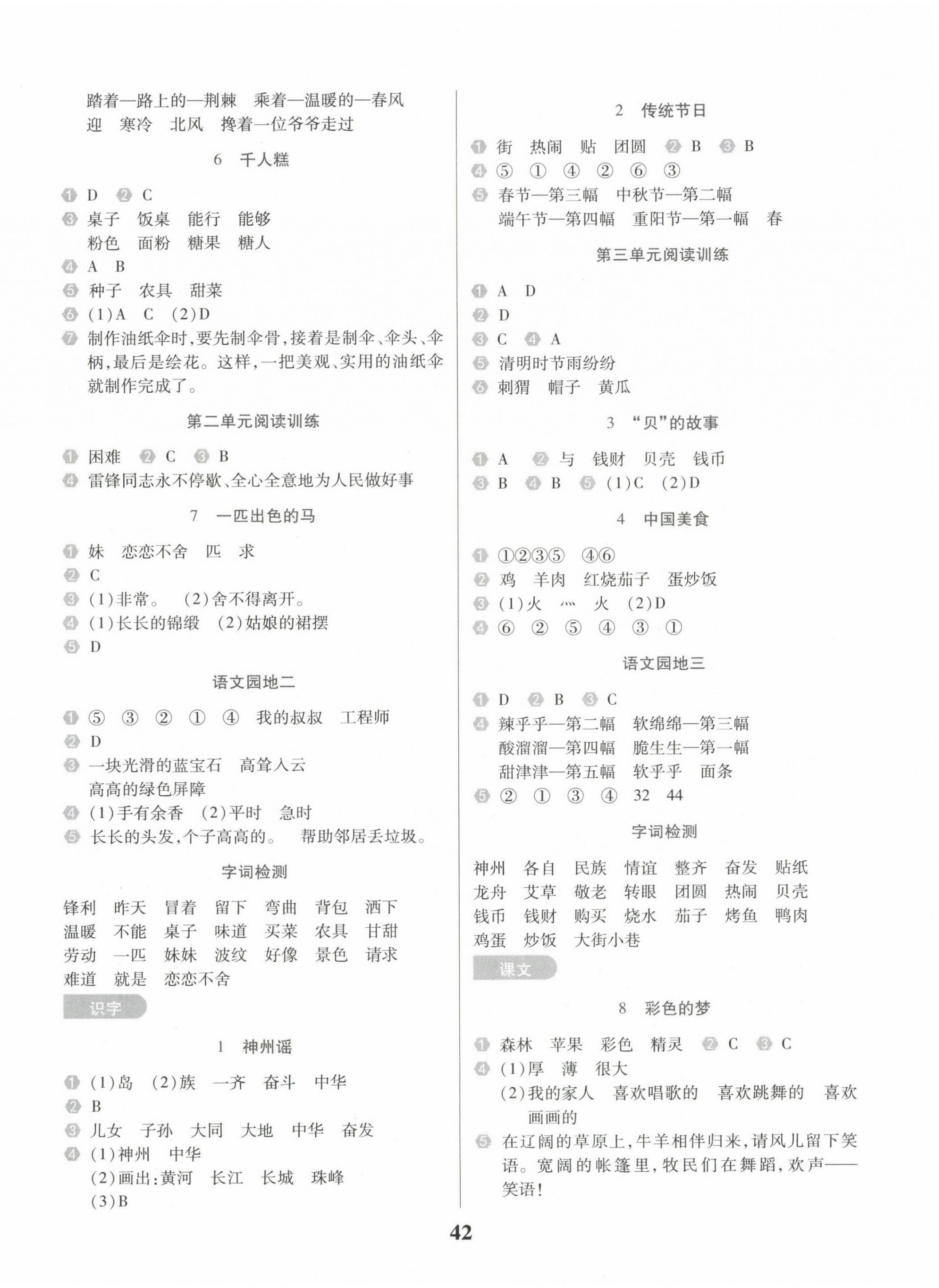 2024年优秀三好生二年级语文下册人教版 参考答案第2页