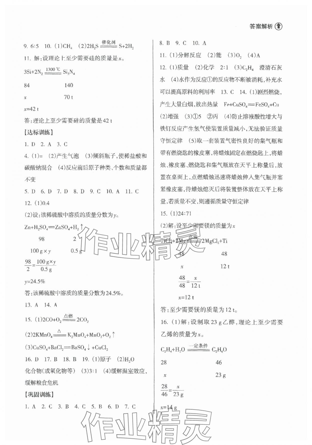 2025年海南中學(xué)中考總復(fù)習(xí)化學(xué)人教版 參考答案第7頁