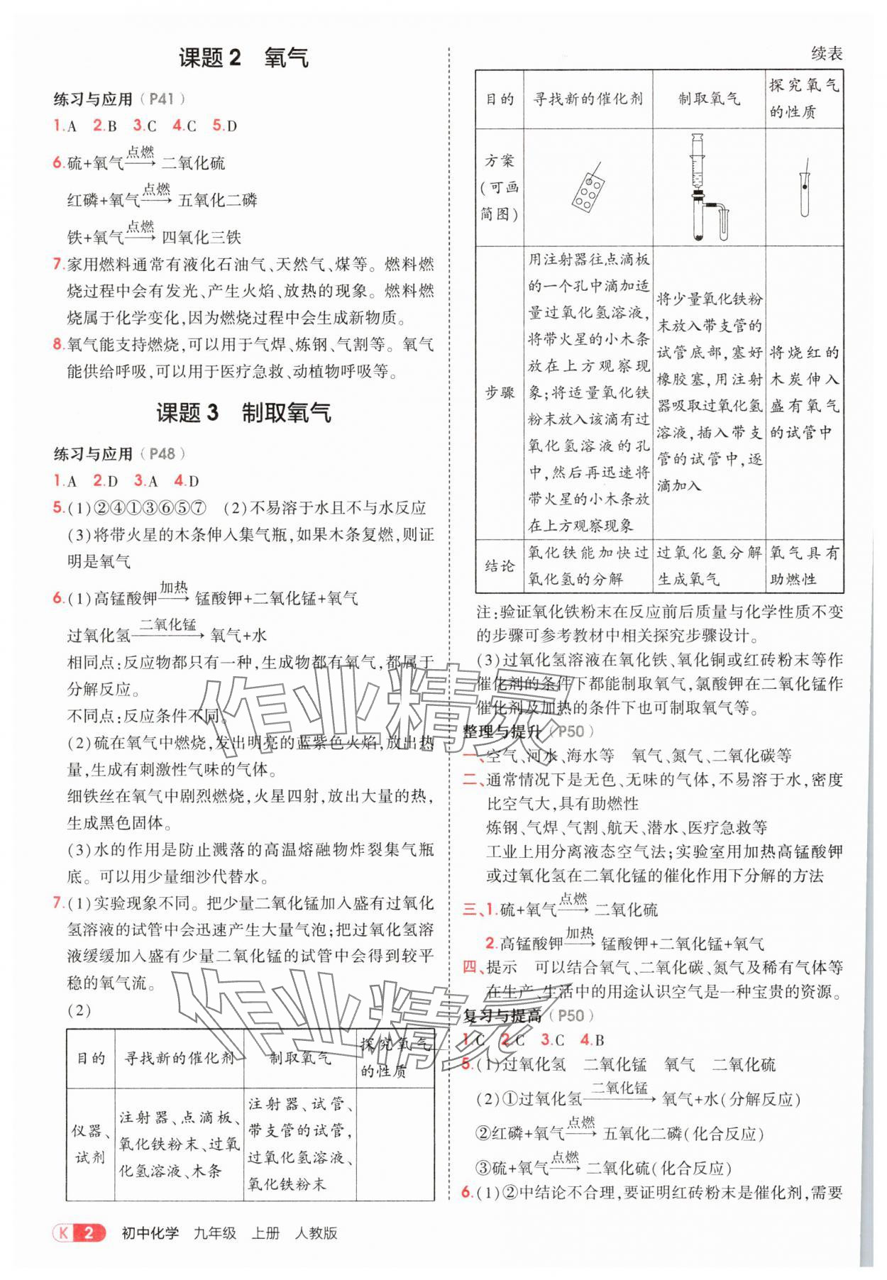 2025年教材課本九年級化學(xué)上冊人教版 參考答案第2頁