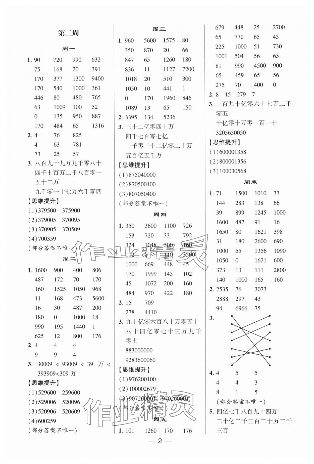 2024年學霸計算達人四年級數學上冊人教版 第2頁