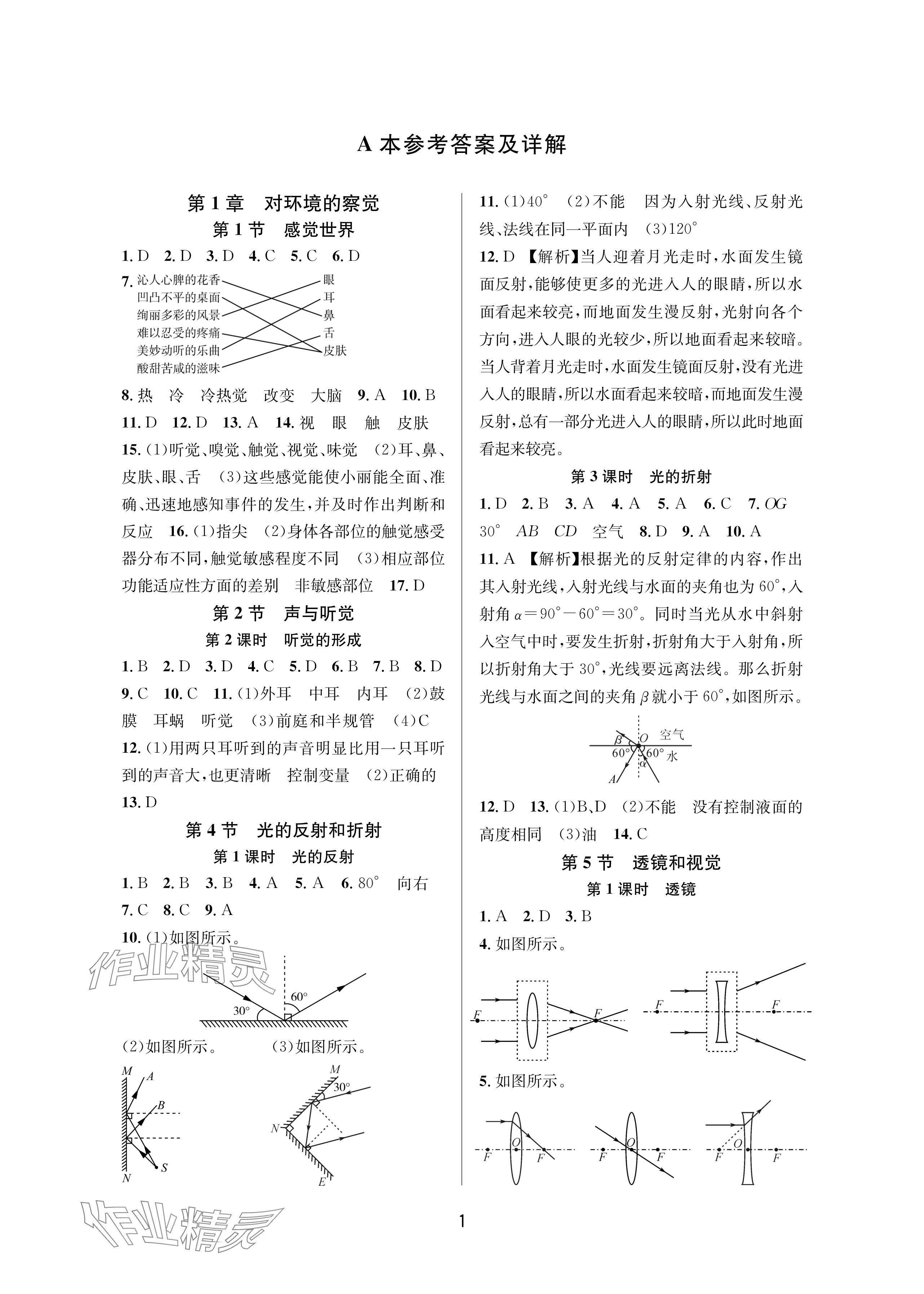 2025年全优新同步八年级科学上册浙教版 参考答案第1页