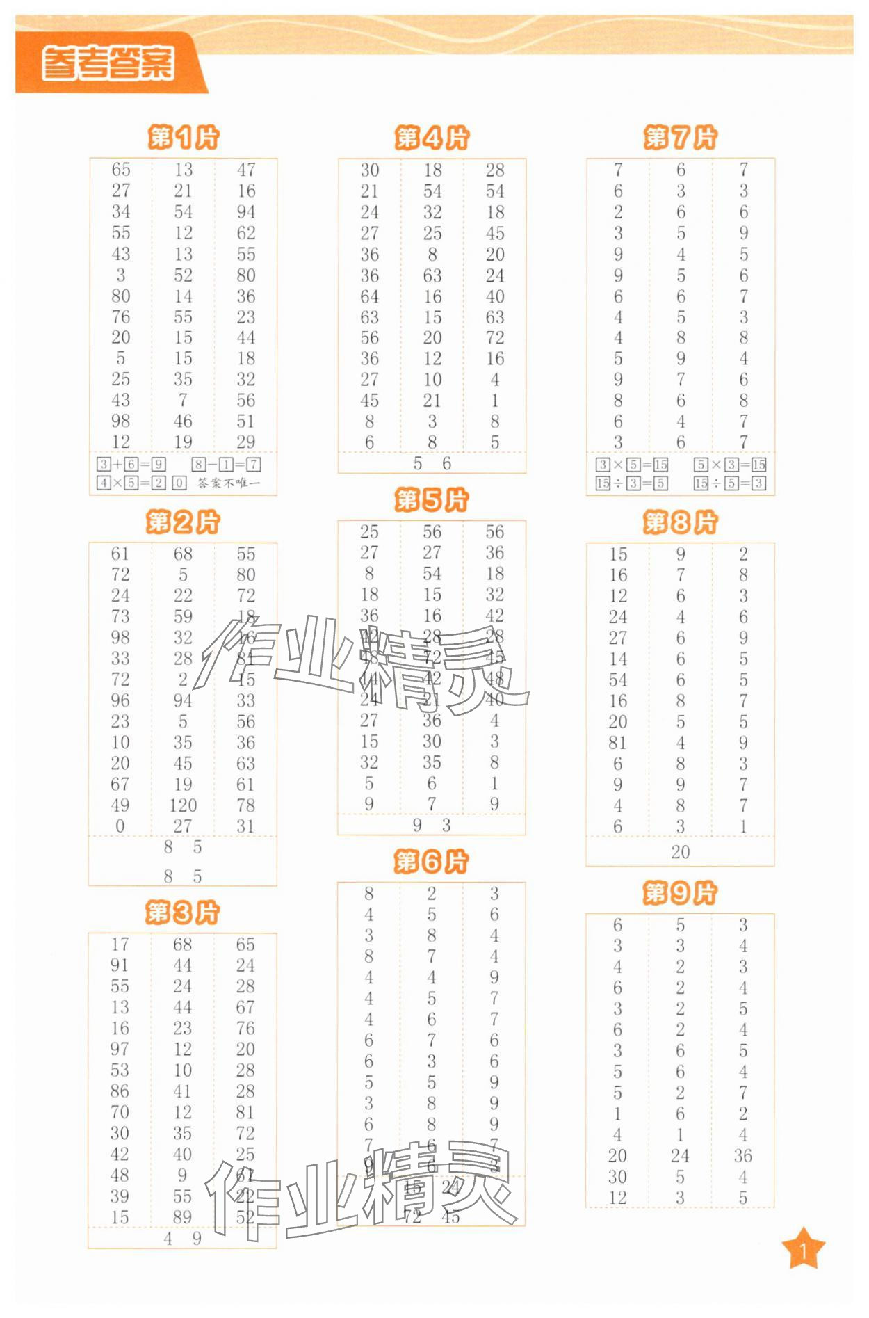 2025年新編口算天天練二年級數學下冊人教版 參考答案第1頁