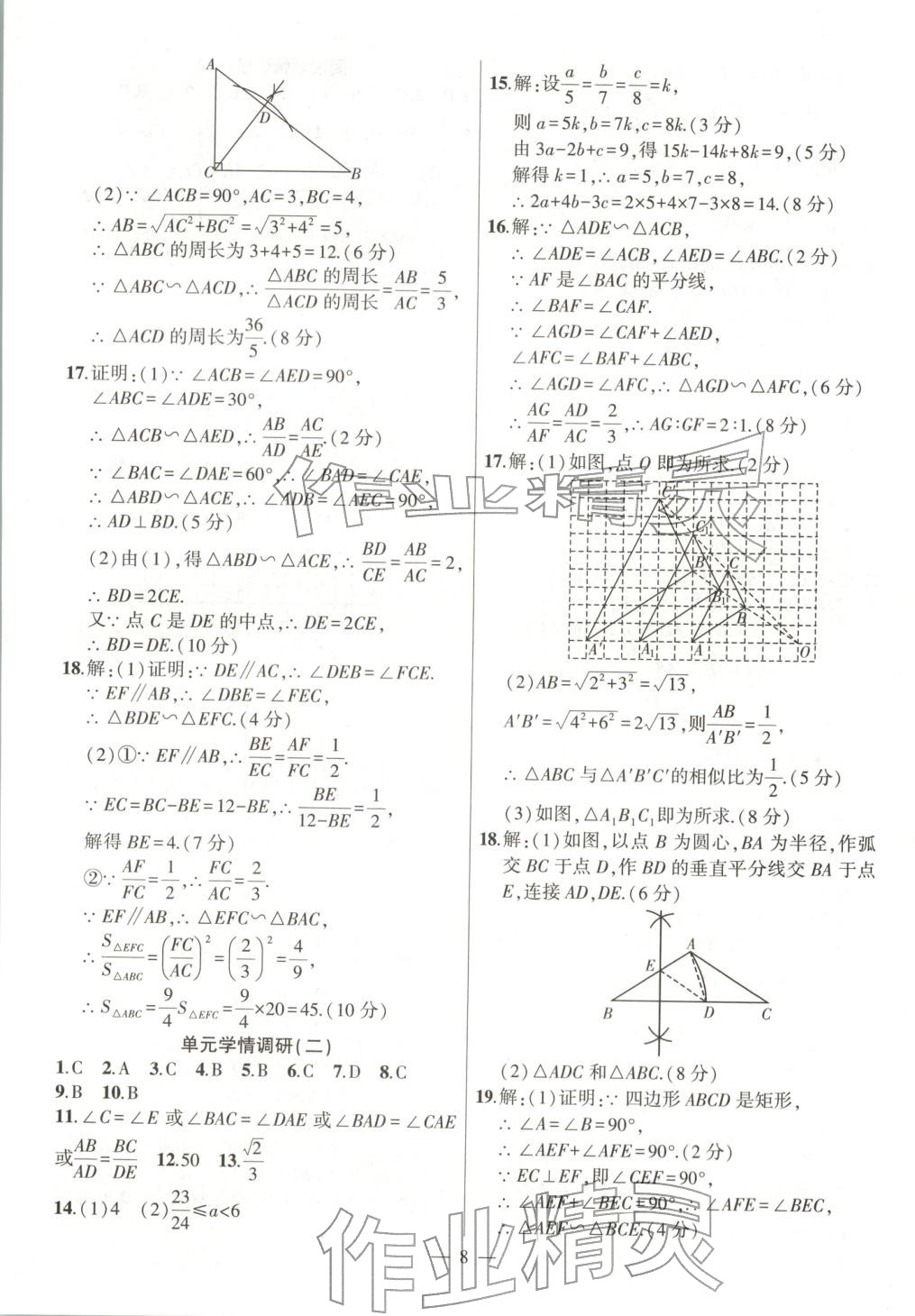 2025年大联考单元期末测试卷九年级数学全一册沪科版 第8页