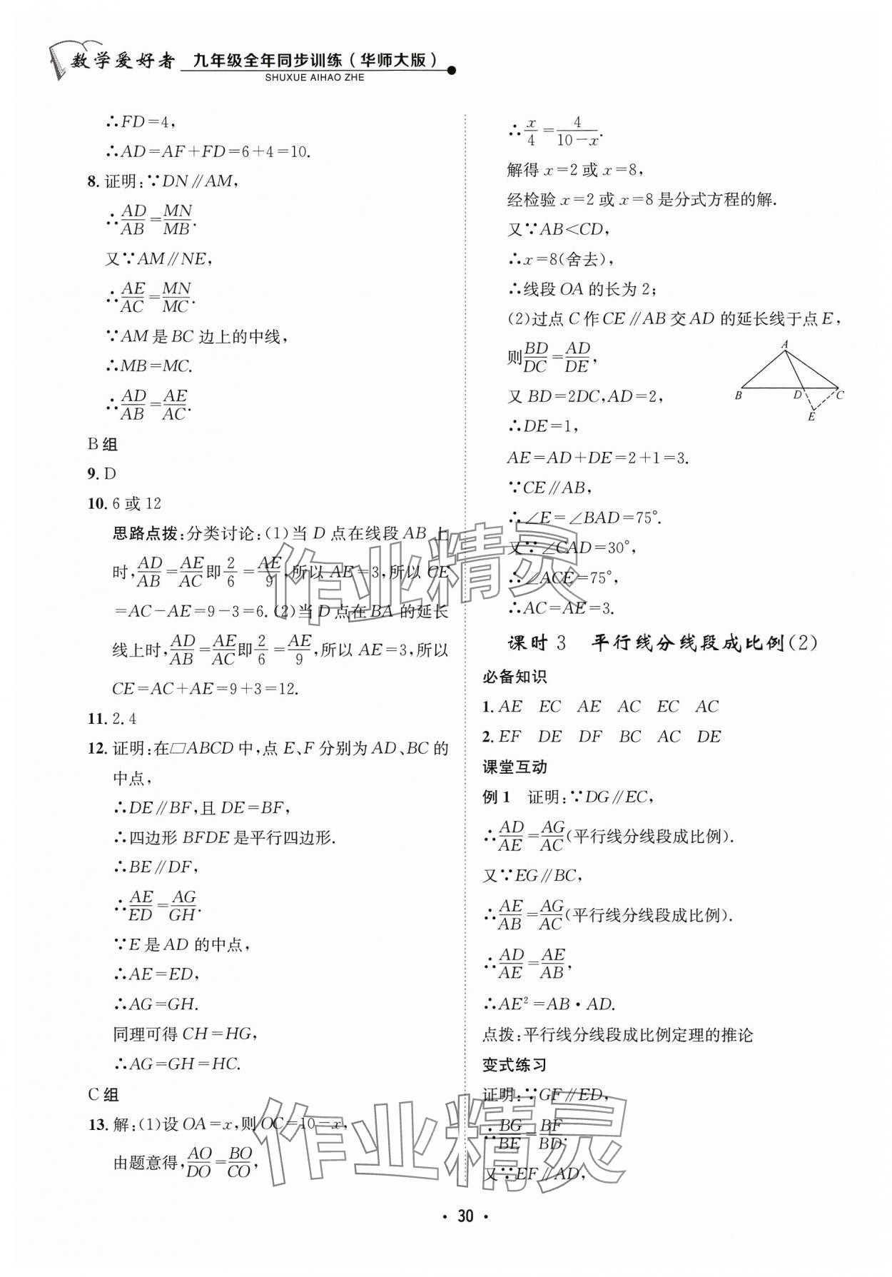 2023年數(shù)學愛好者同步訓練九年級全一冊華師大版 參考答案第30頁