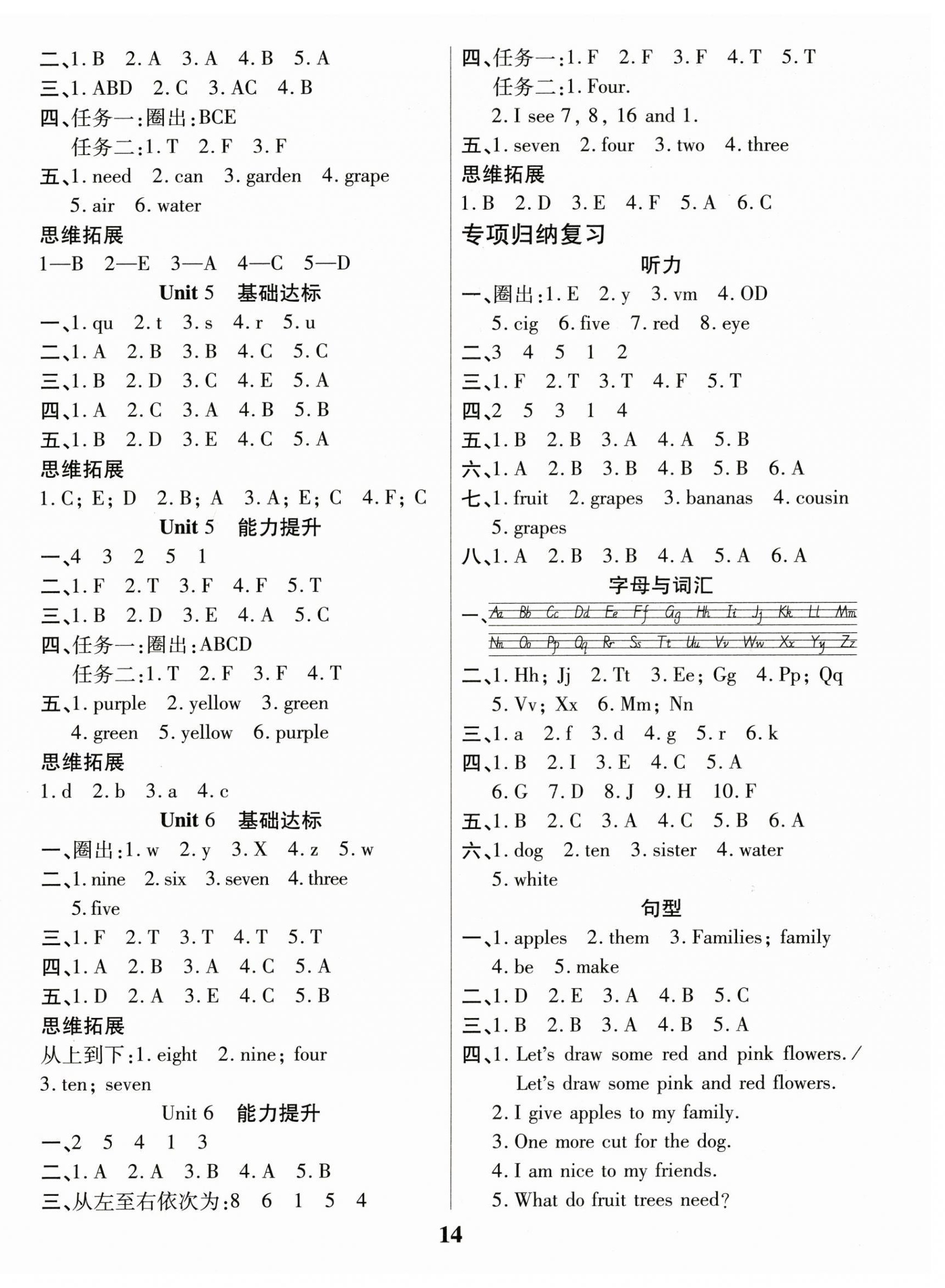 2026年蜡笔熊假期计划三年级英语人教版&nbsp;参考答案第2页