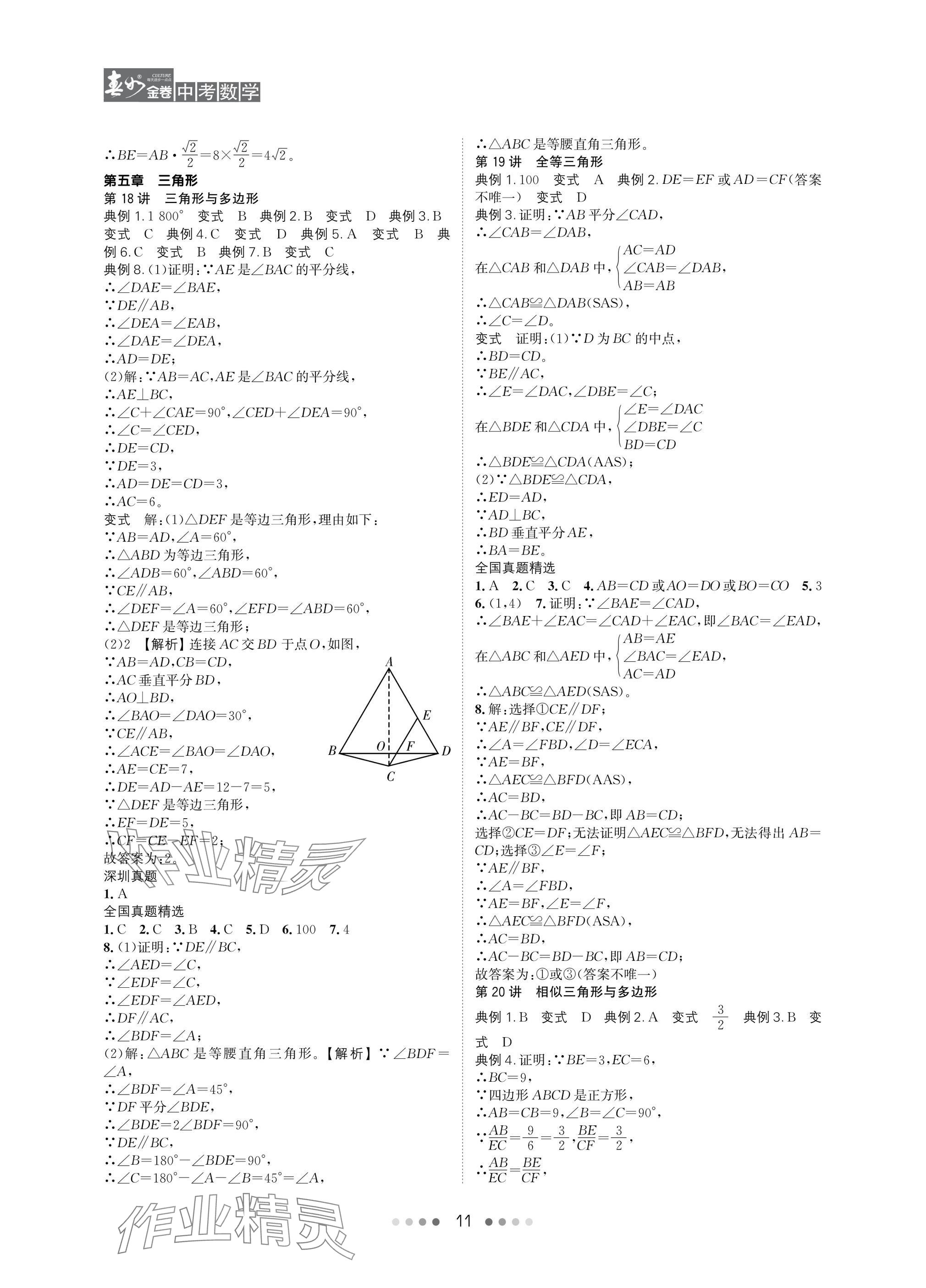 2025年春如金卷數(shù)學北師大版 參考答案第11頁