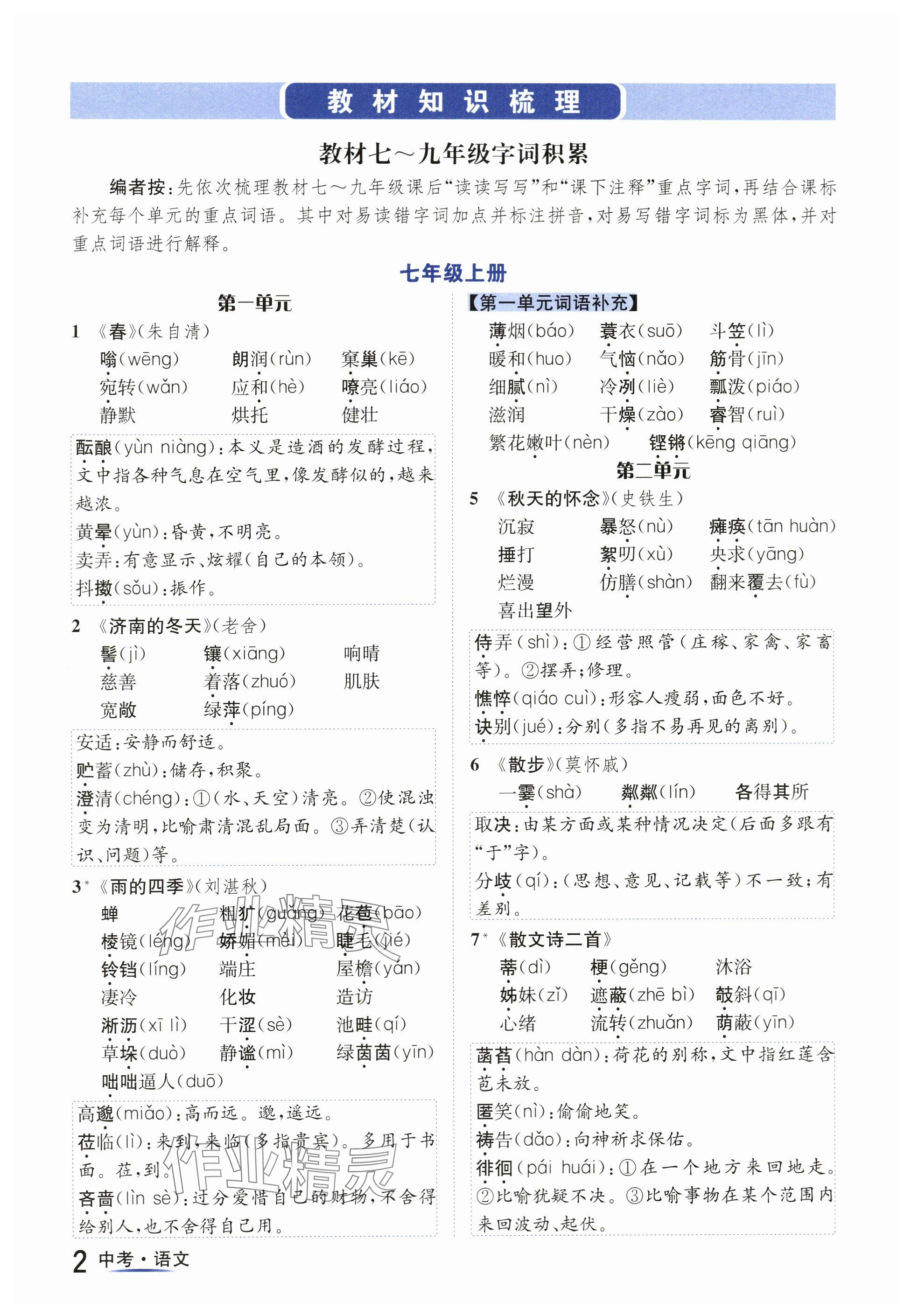 2024年國(guó)華圖書中考拐點(diǎn)語文南充專版 參考答案第2頁