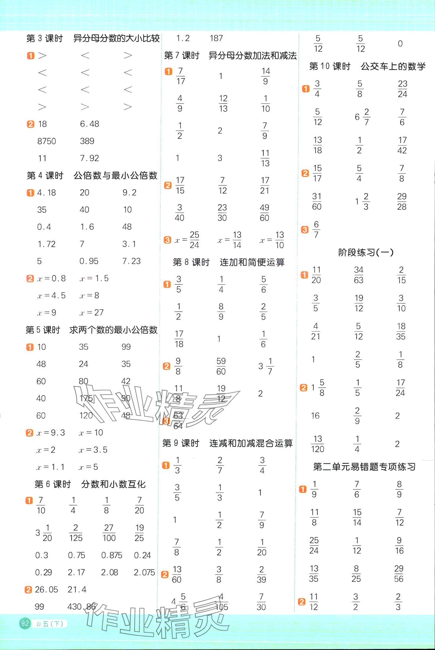 2024年陽(yáng)光同學(xué)計(jì)算小達(dá)人五年級(jí)數(shù)學(xué)下冊(cè)冀教版 第2頁(yè)