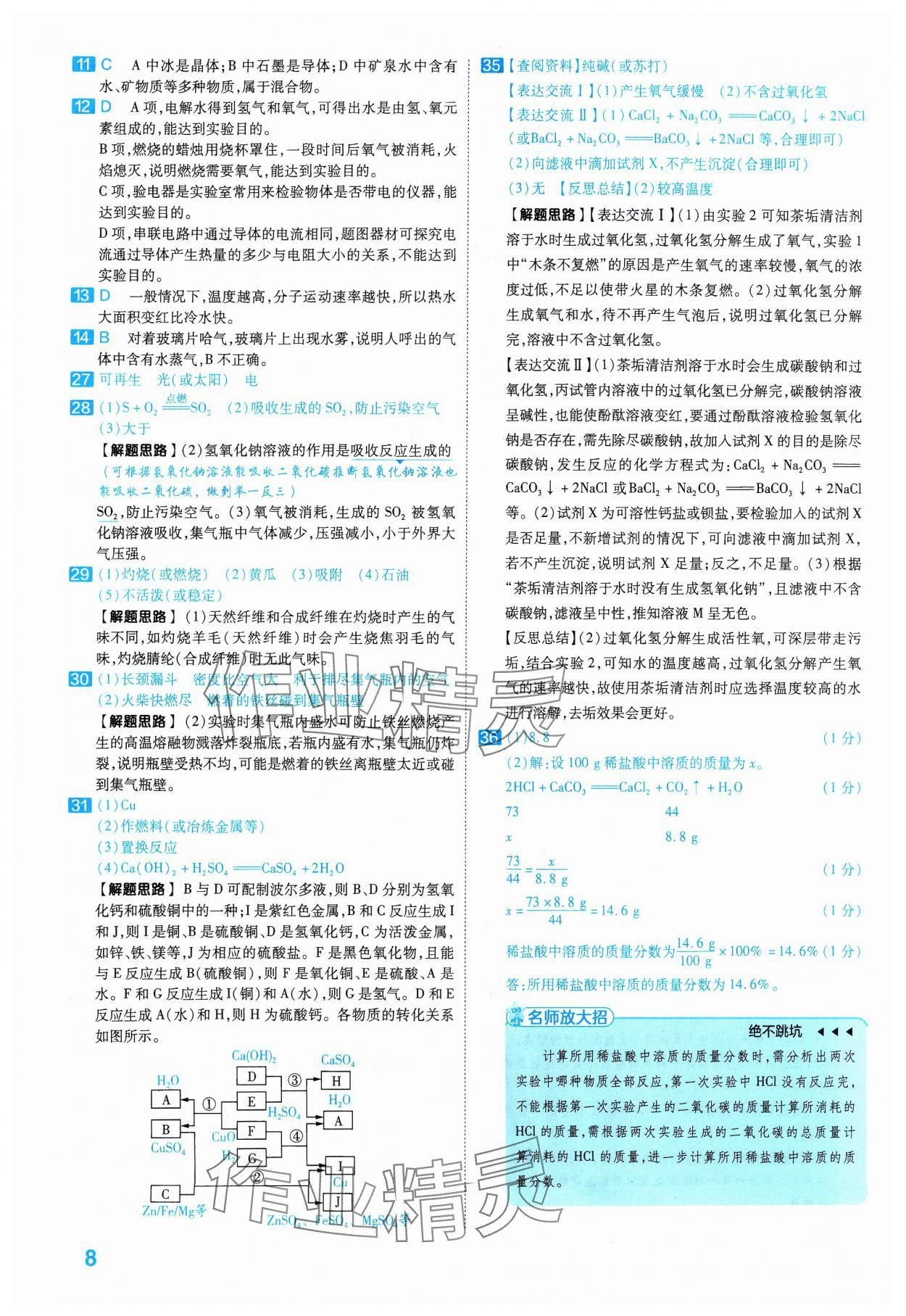 2024年金考卷45套匯編化學(xué)河北專版 參考答案第8頁