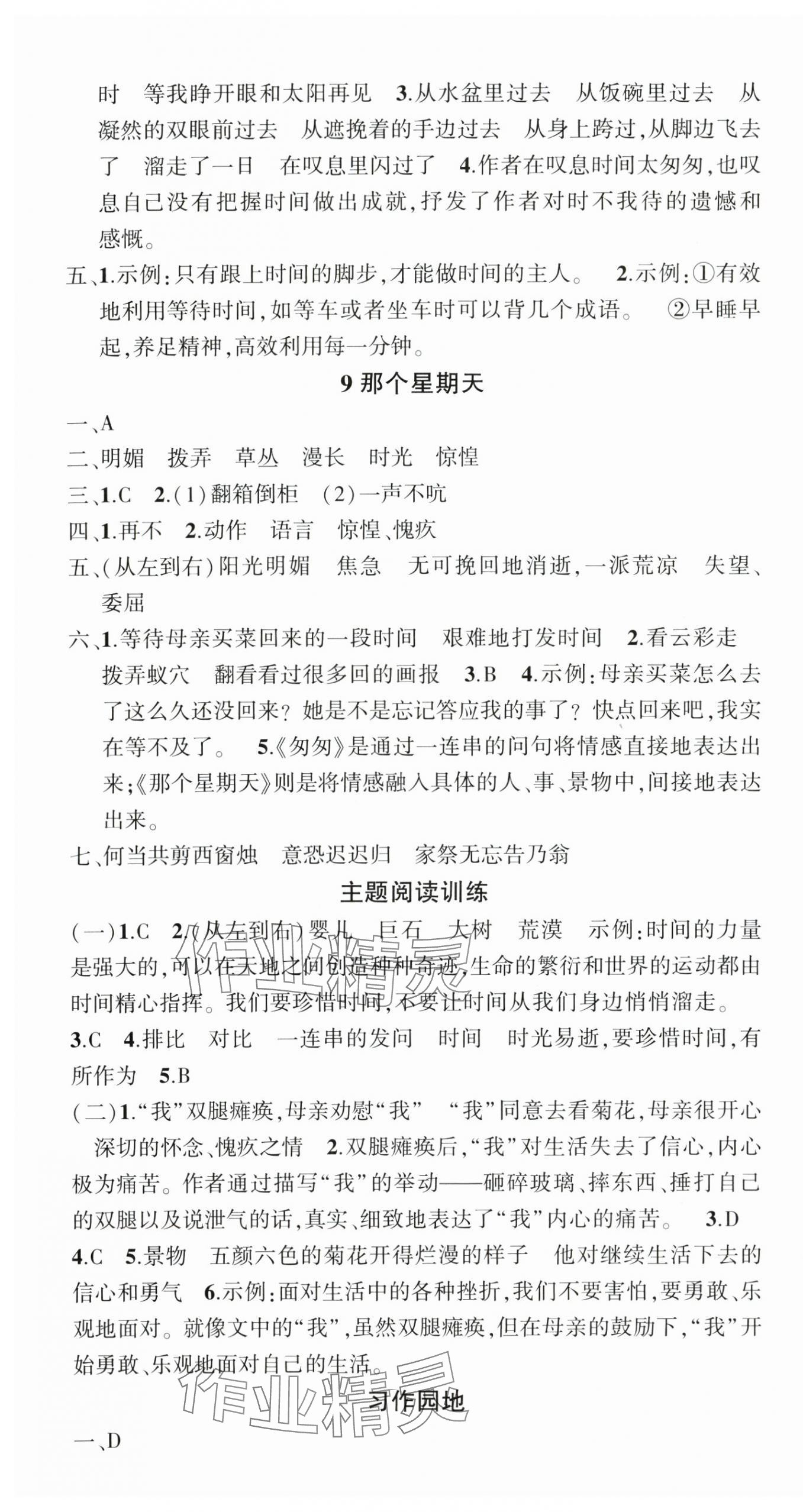 2025年狀元成才路創優作業100分六年級語文下冊人教版海南專版 參考答案第5頁
