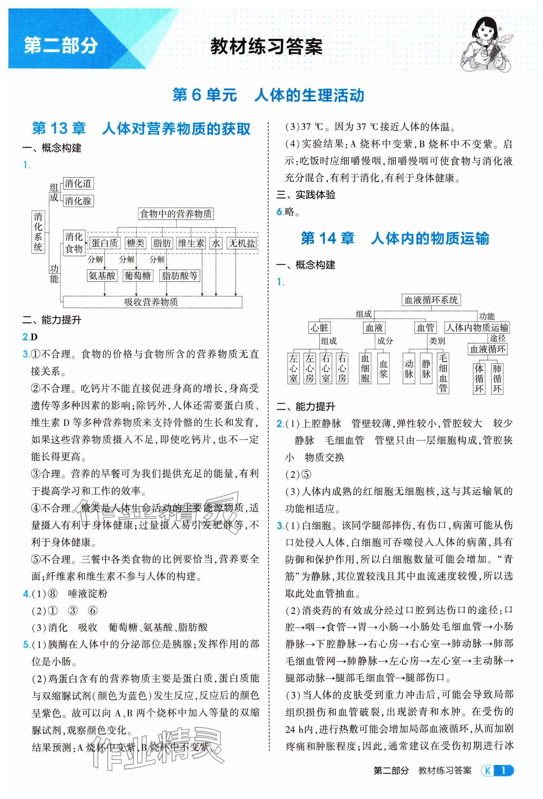 2025年教材课本八年级生物上册苏科版 参考答案第1页