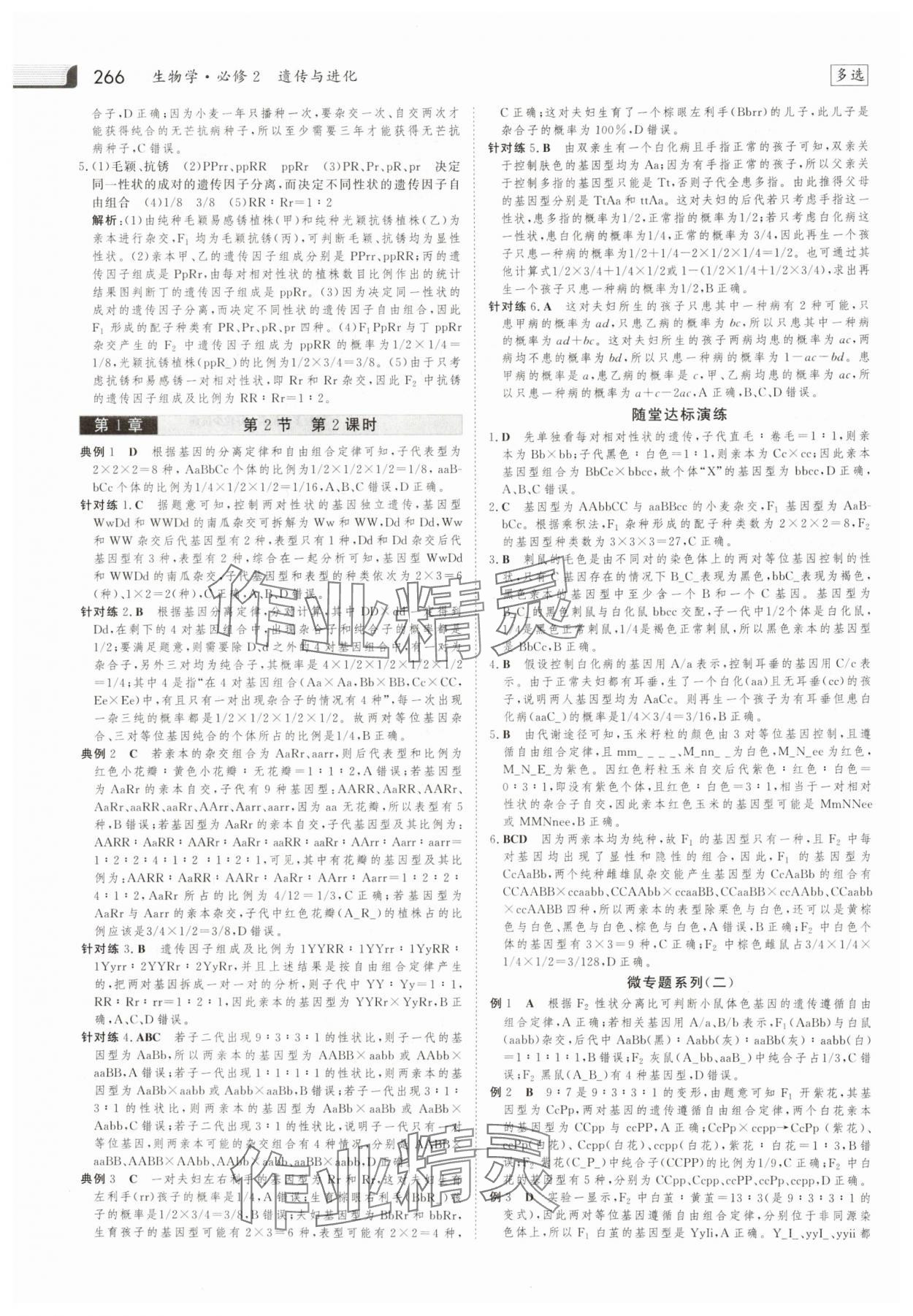 2025年金版新學(xué)案高中生物必修2人教版 參考答案第5頁