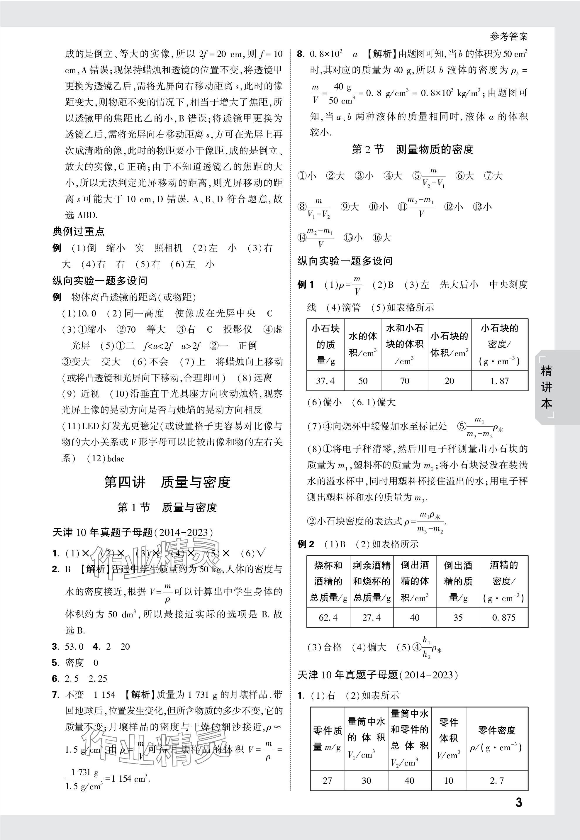 2024年萬唯中考試題研究物理天津?qū)０?nbsp;參考答案第3頁