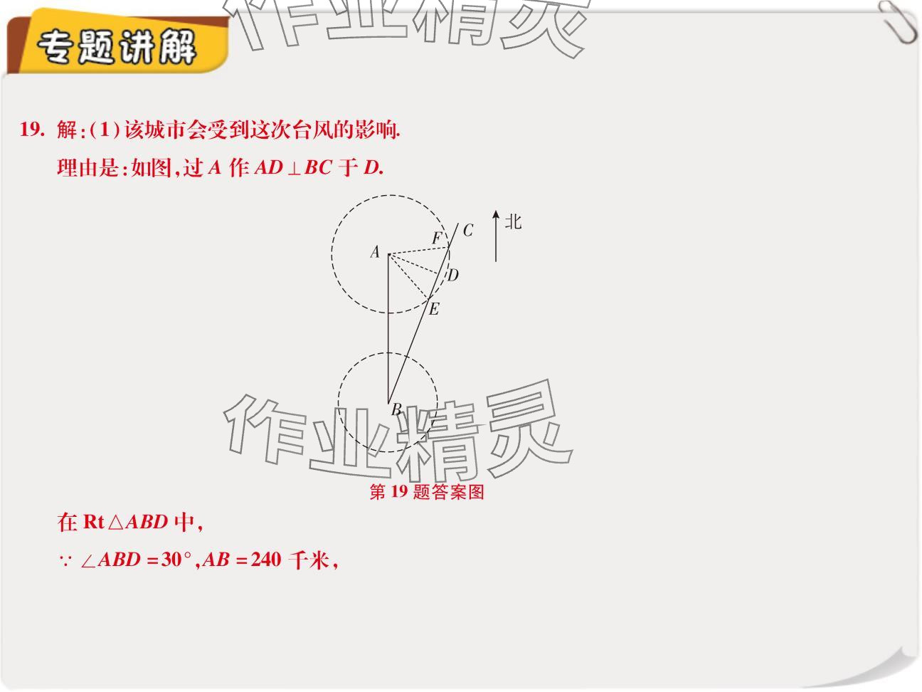 2024年复习直通车期末复习与假期作业八年级数学北师大版 参考答案第44页