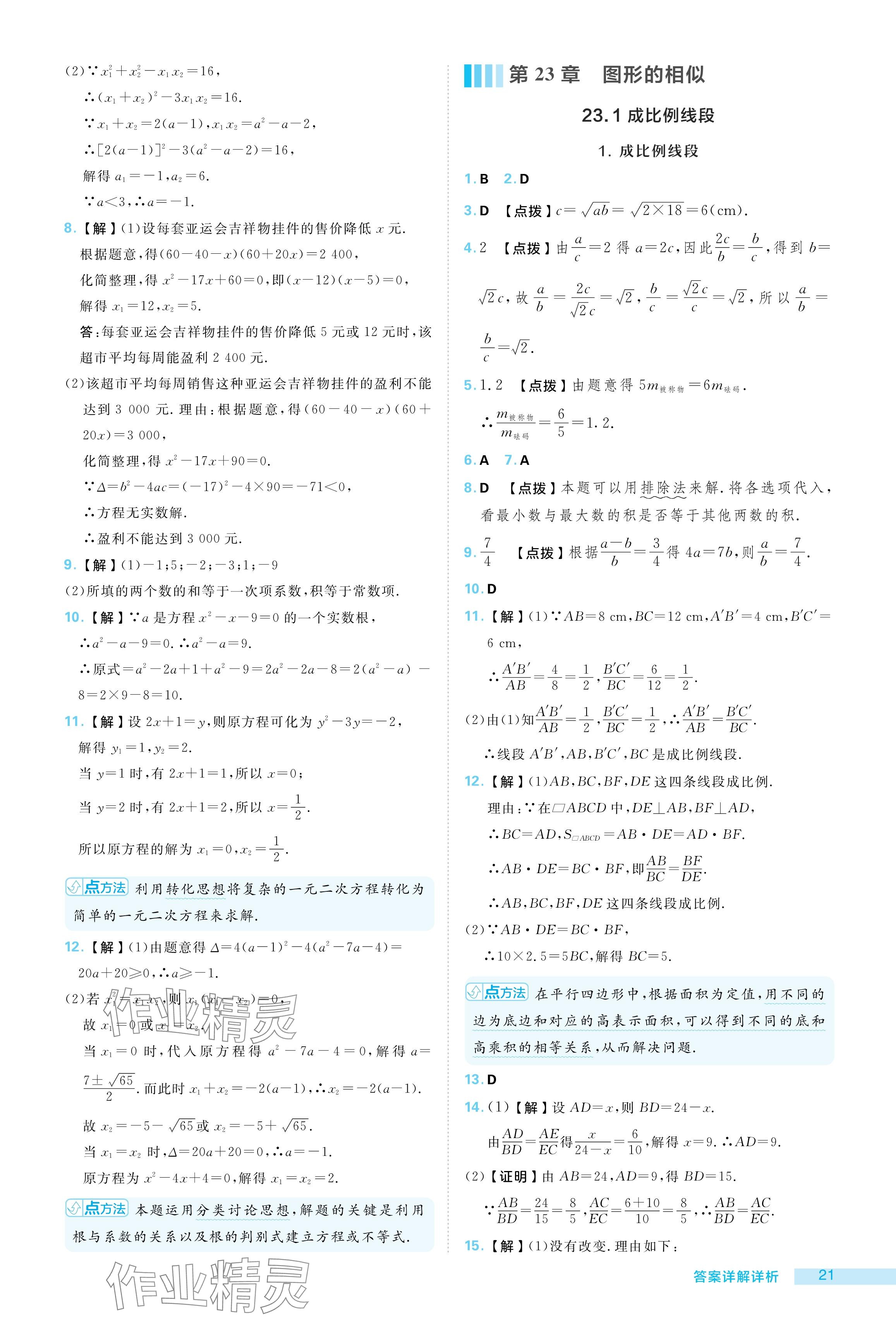 2024年綜合應(yīng)用創(chuàng)新題典中點九年級數(shù)學(xué)上冊華師大版 參考答案第21頁