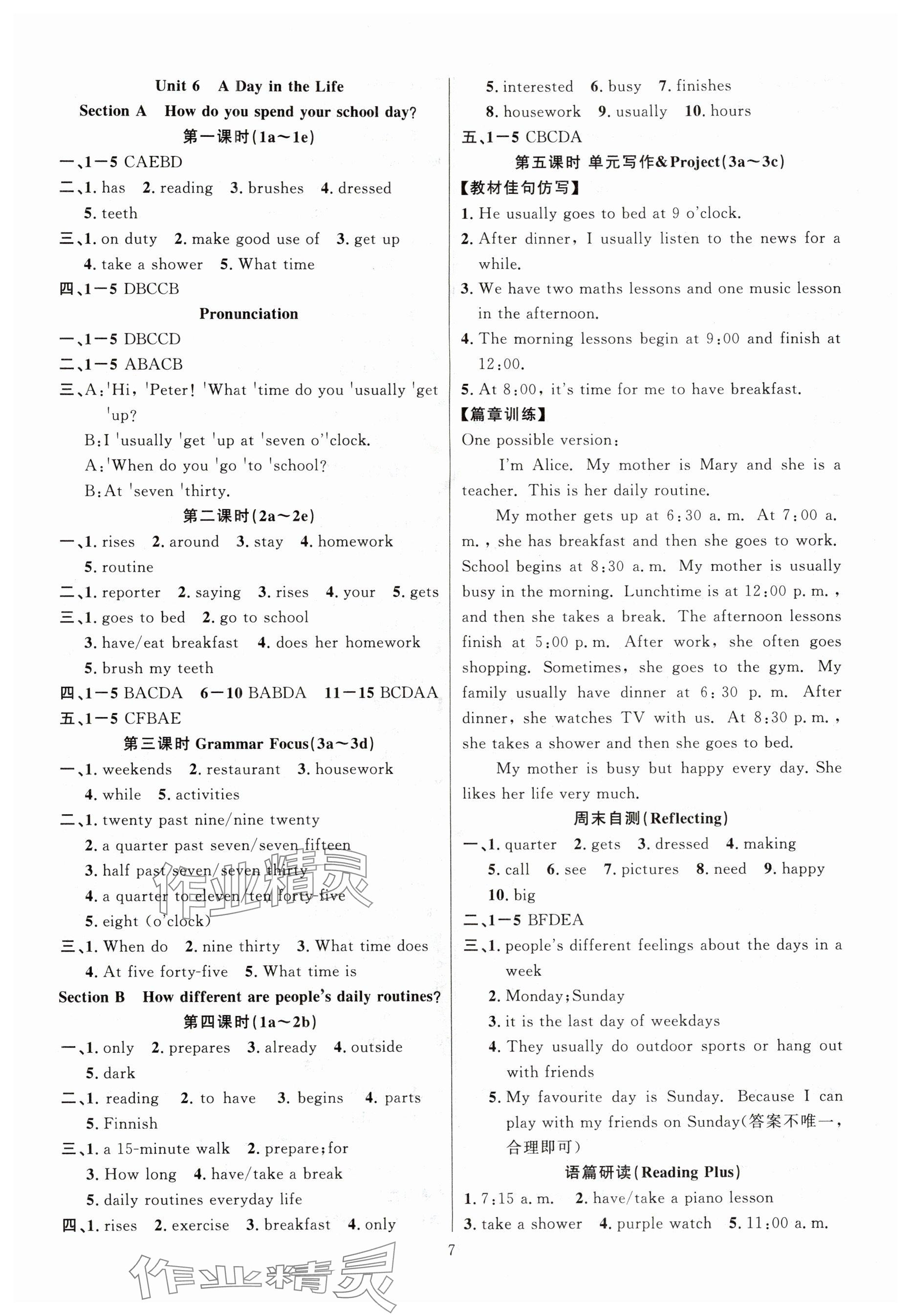 2025年课时夺冠七年级英语上册人教版湖北专版 第7页