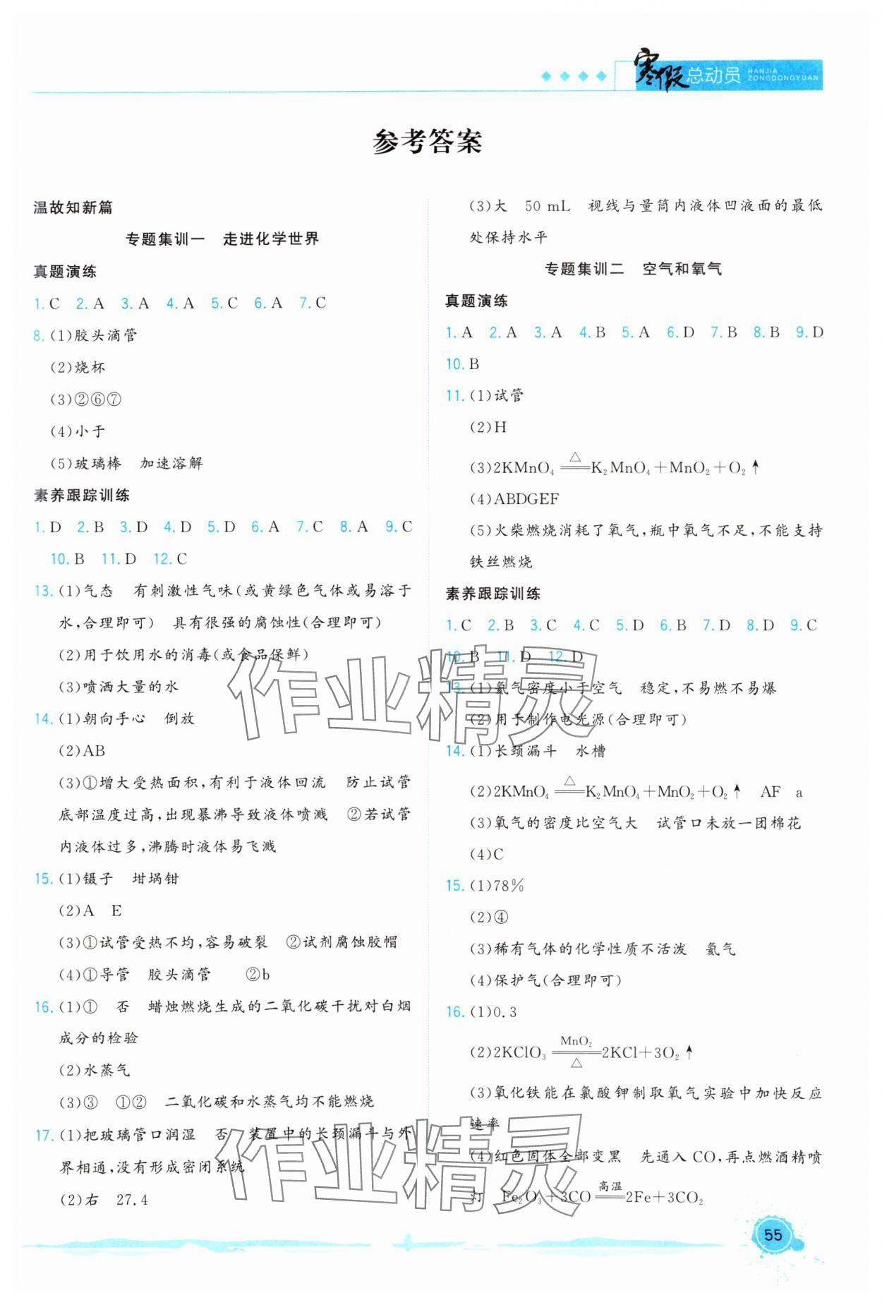 2025年寒假總動員合肥工業(yè)大學(xué)出版社九年級化學(xué)全一冊人教版 第1頁