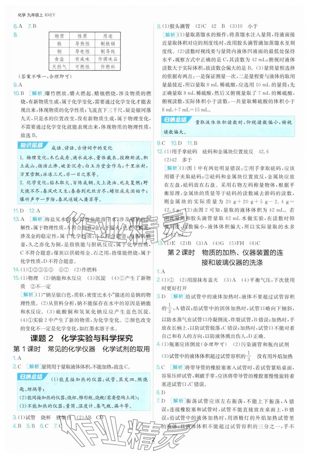 2025年1課3練單元達(dá)標(biāo)測(cè)試九年級(jí)化學(xué)上冊(cè)人教版 第2頁(yè)