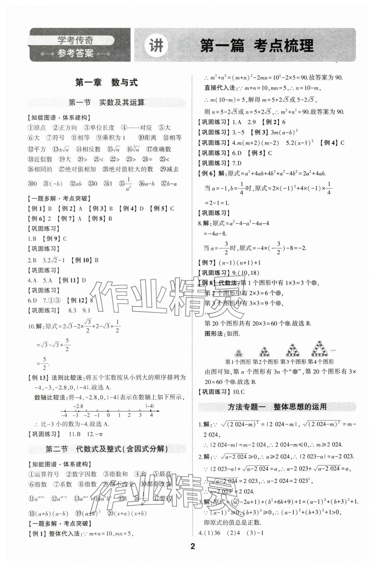 2024年学考传奇数学山东专版 参考答案第1页