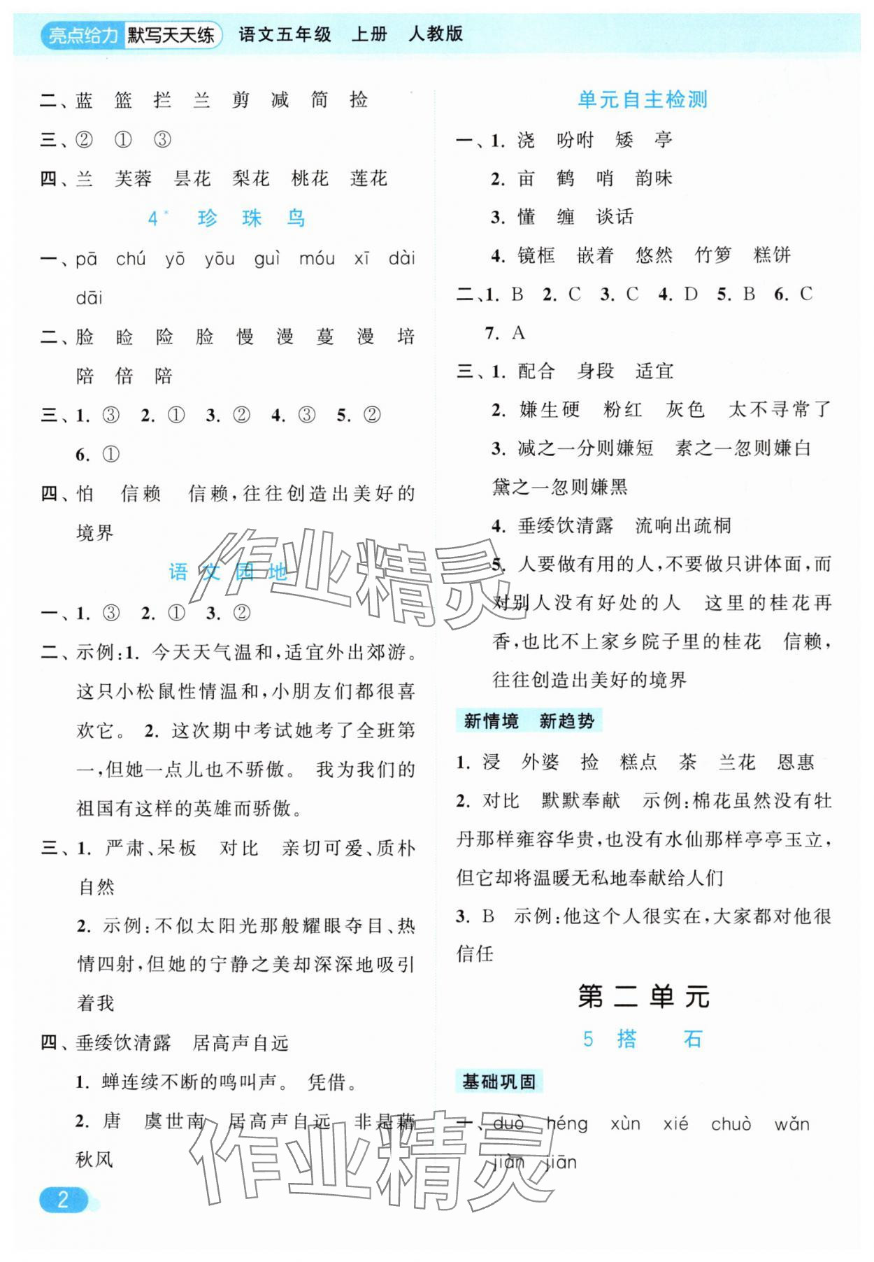 2024年亮點(diǎn)給力默寫天天練五年級(jí)語文上冊(cè)人教版 第2頁