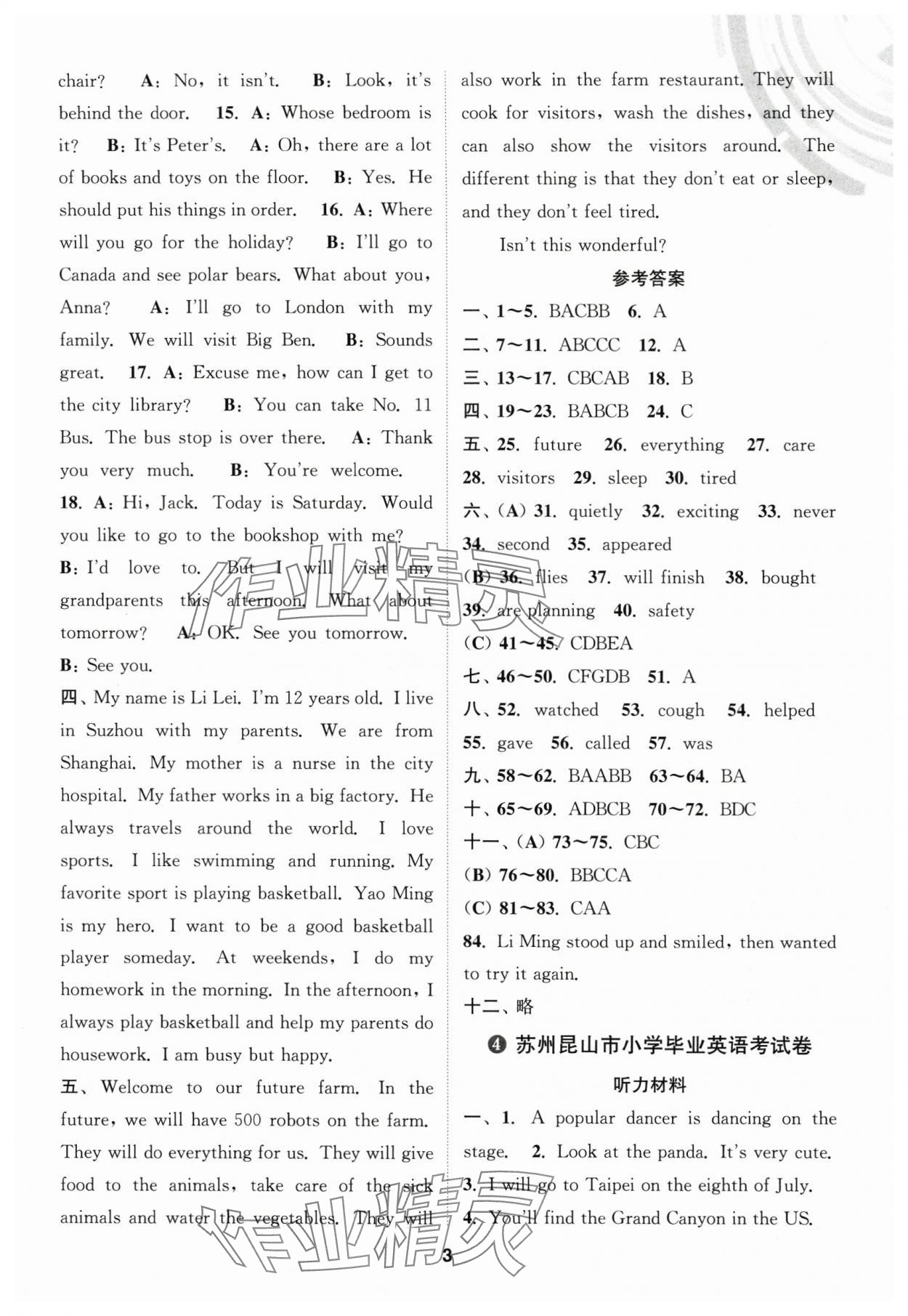2025年小學(xué)畢業(yè)甄選卷英語&nbsp;第3頁