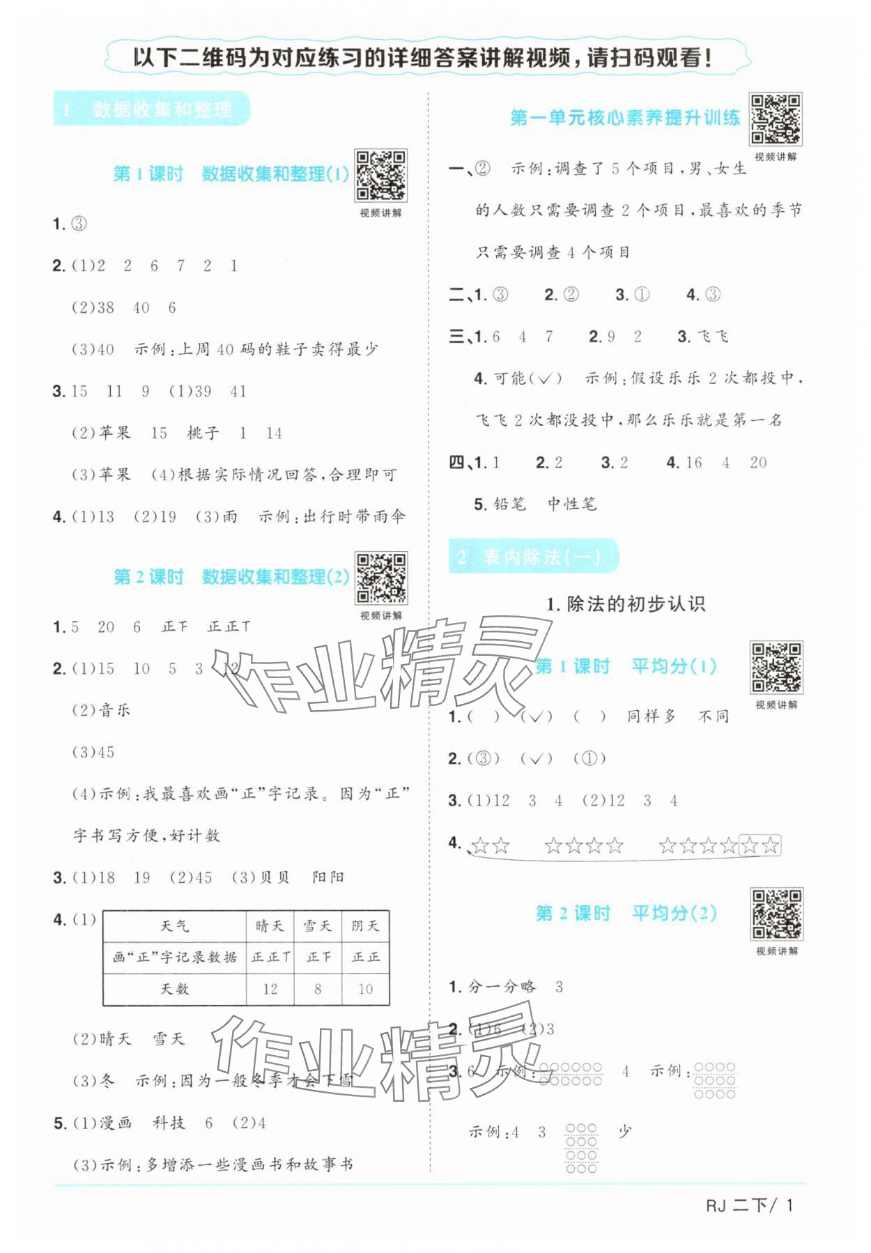 2025年陽光同學課時提優訓練二年級數學下冊人教版 第1頁