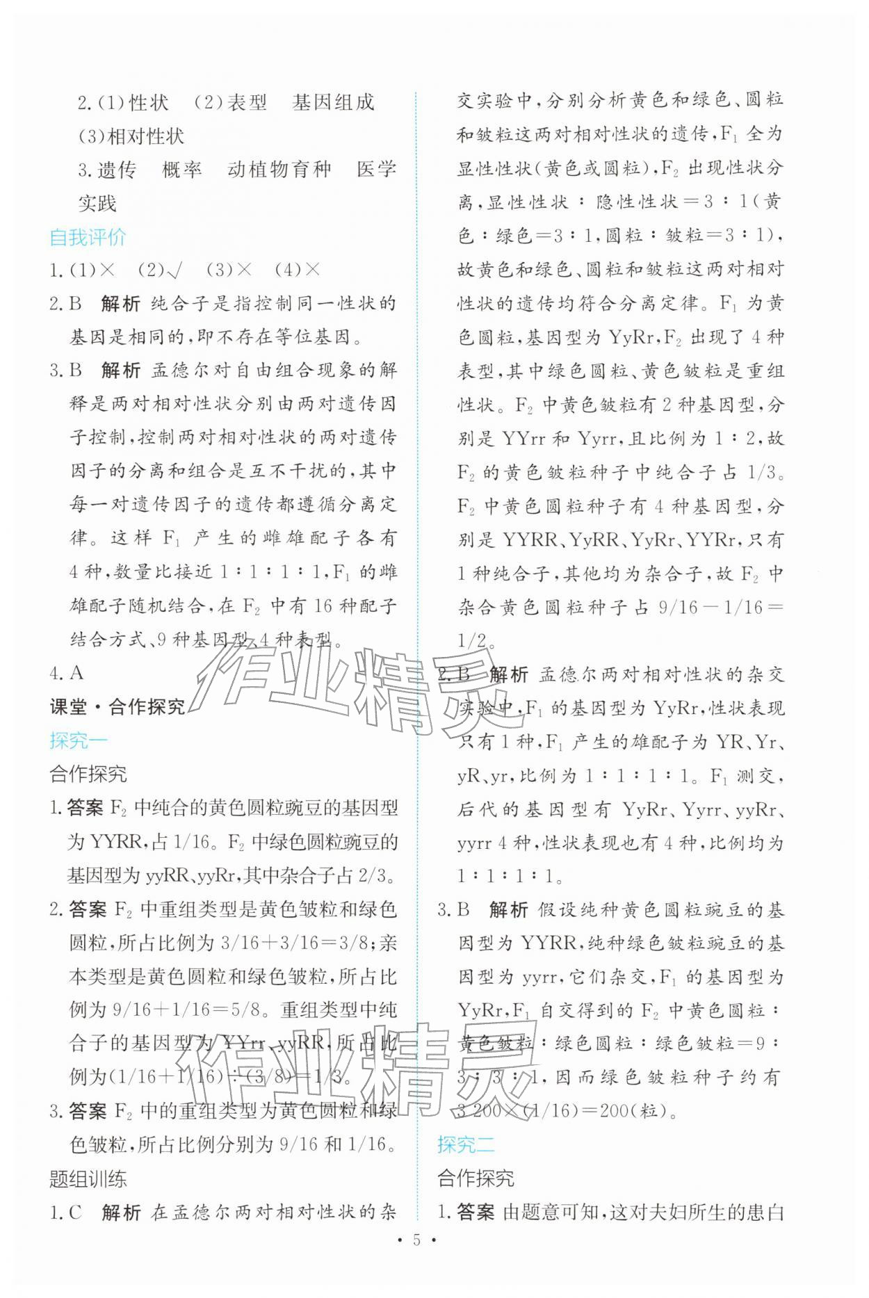 2026年能力培养与测试高中生物必修2(已禁用勿选)人教版&nbsp;参考答案第4页