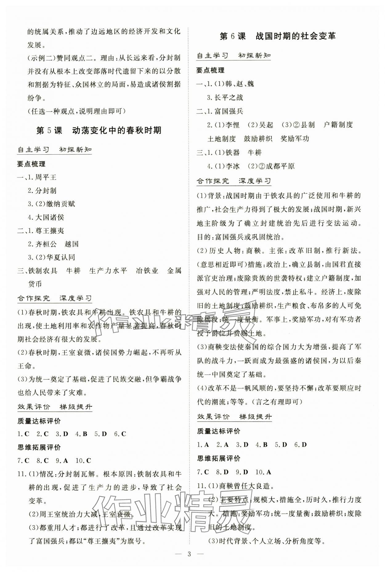 2024年初中同步学习导与练导学探究案七年级历史上册人教版广东专版 第3页