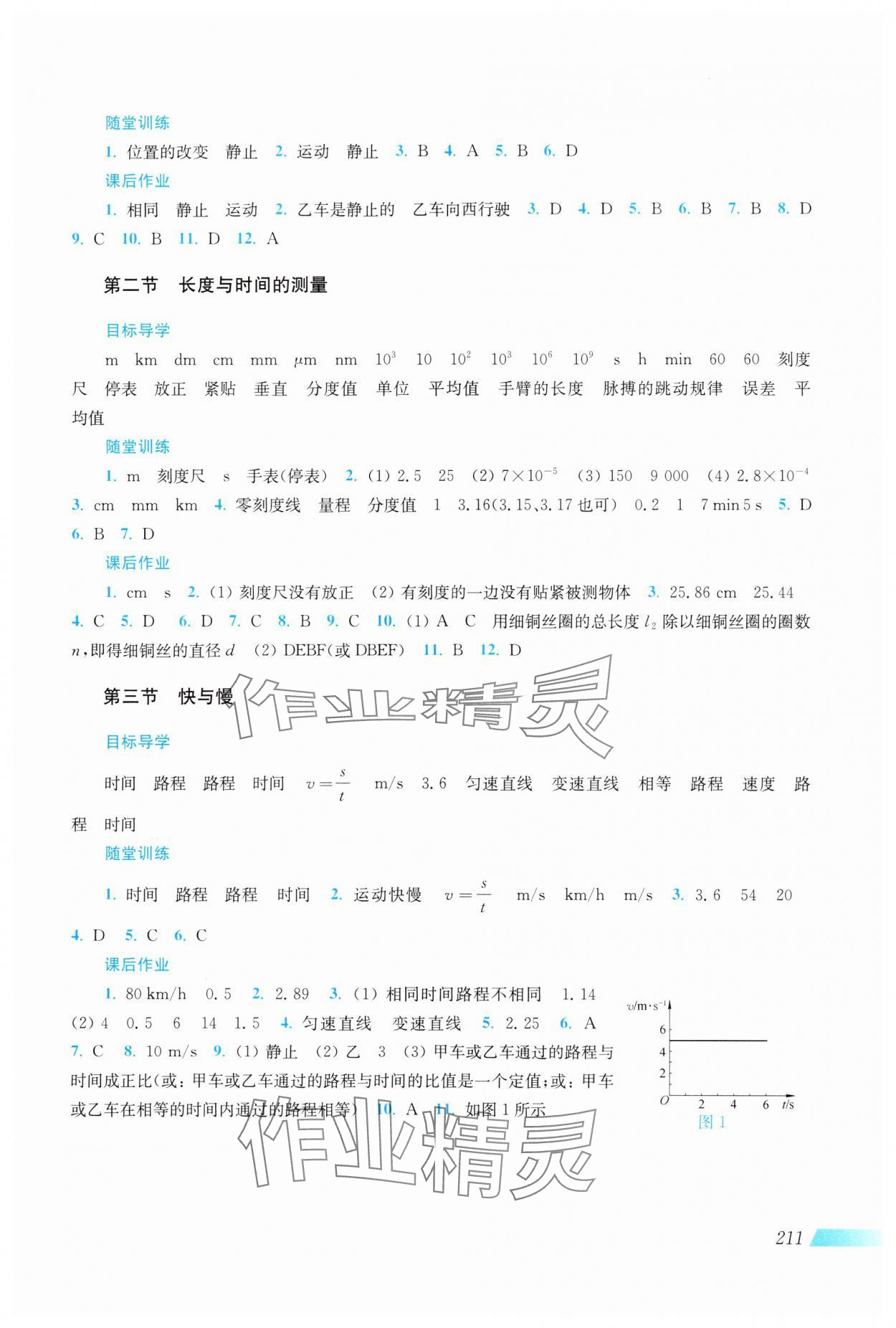 2023年新课程初中物理同步训练八年级全一册沪科版云南专版 参考答案第2页