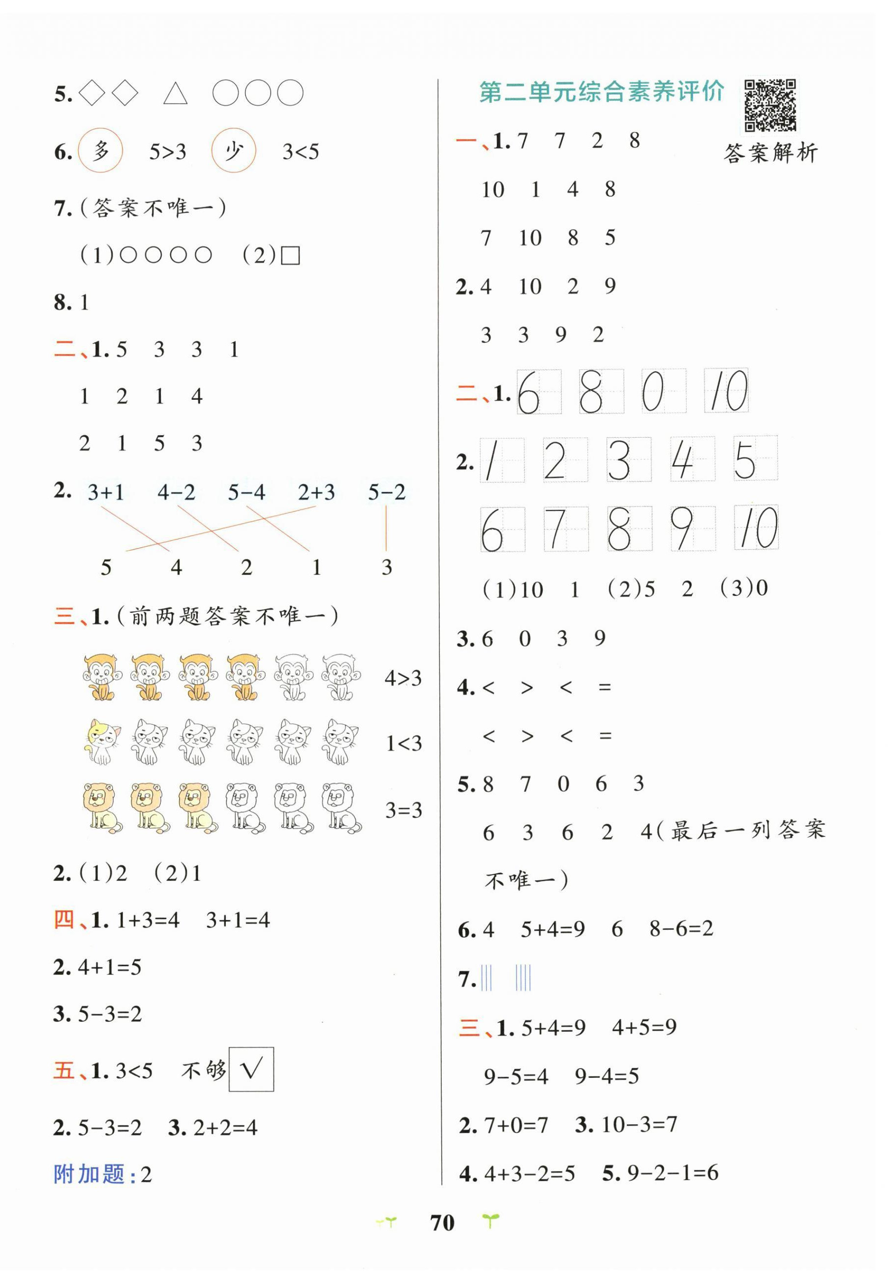 2026年小学学霸冲A卷一年级数学上册青岛版五四制&nbsp;第2页