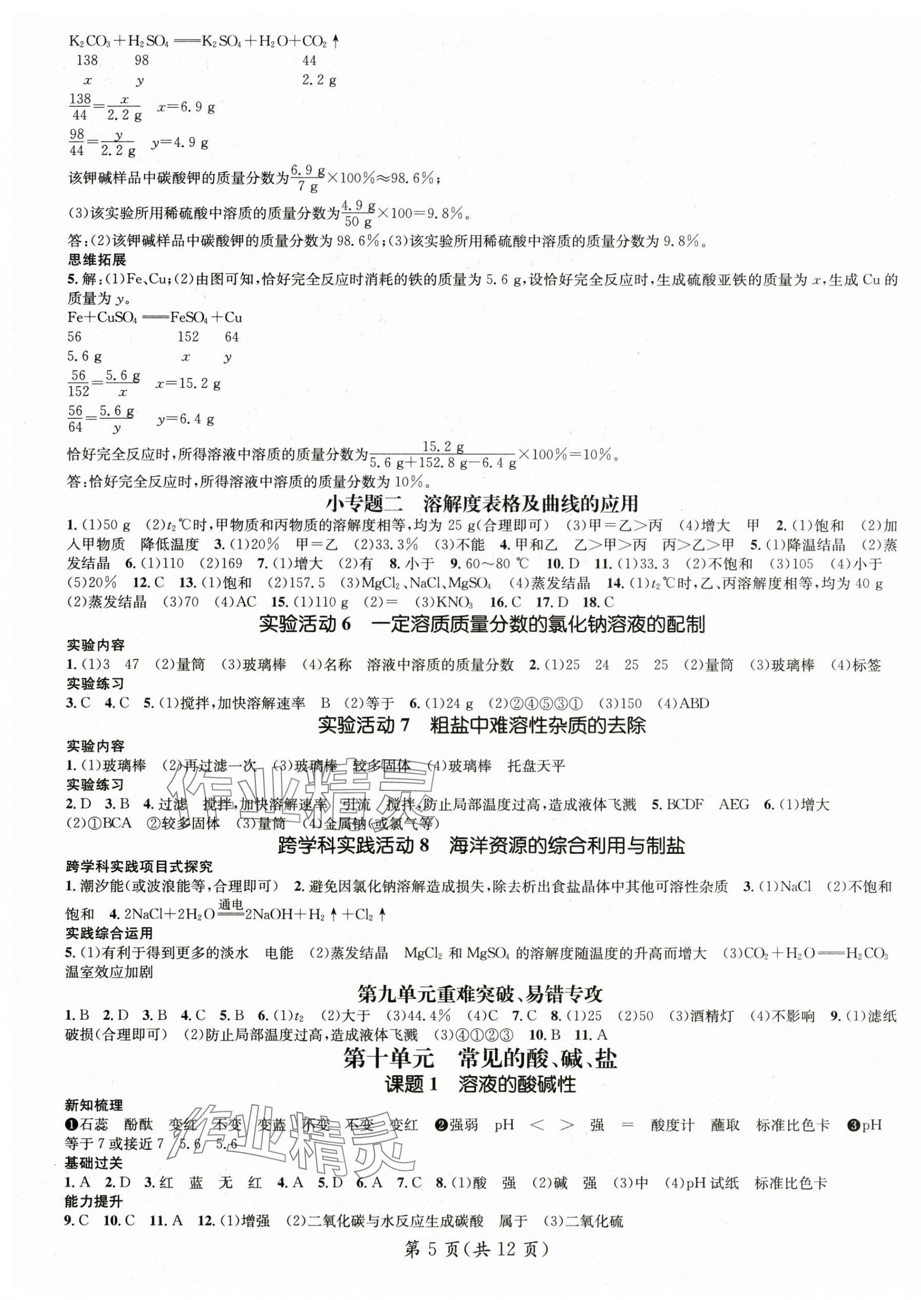 2025年名師測控九年級化學下冊人教版安徽專版 第5頁