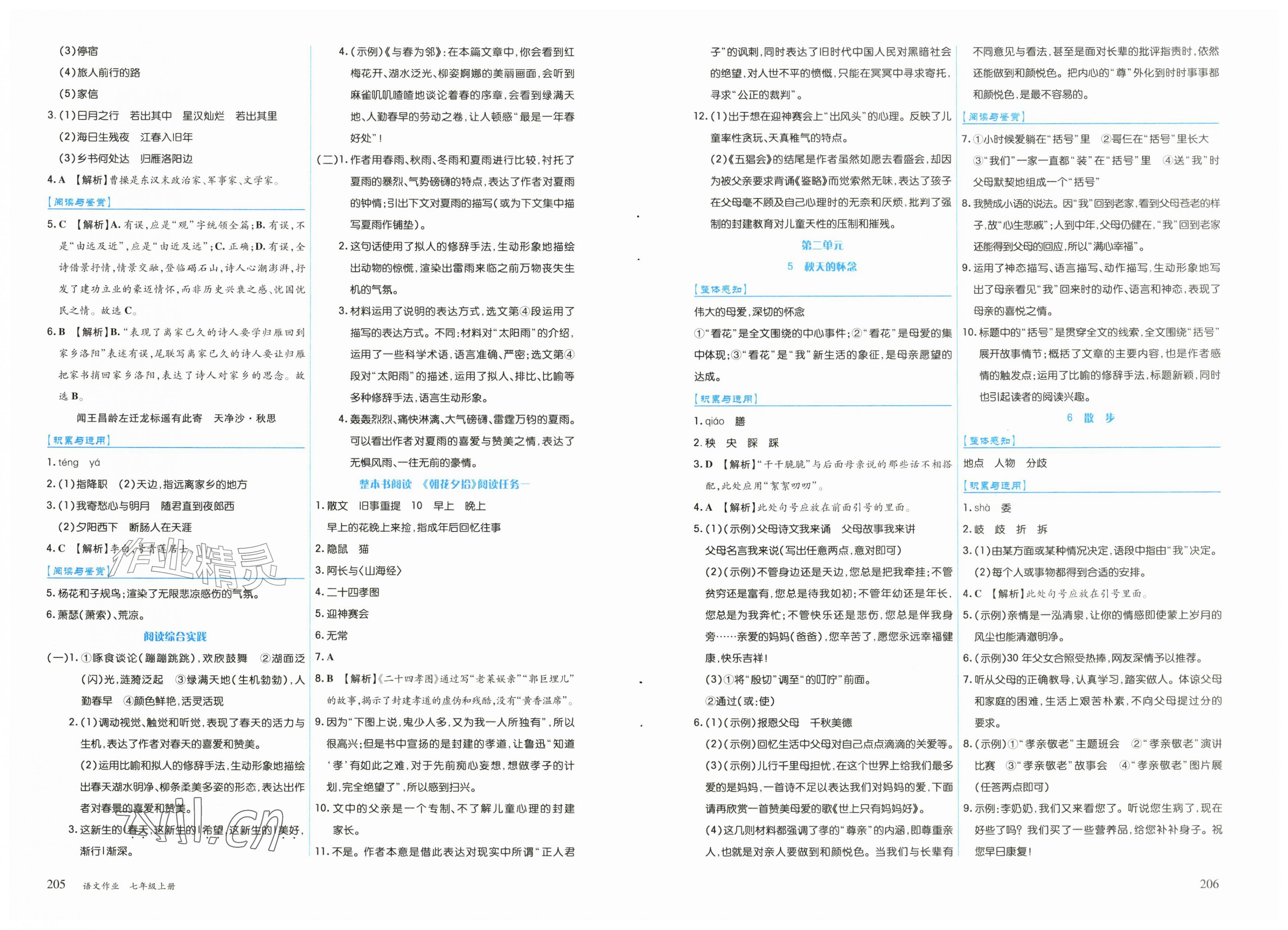 2026年作业上海教育出版社七年级语文上册人教版黑龙江专版&nbsp;第2页